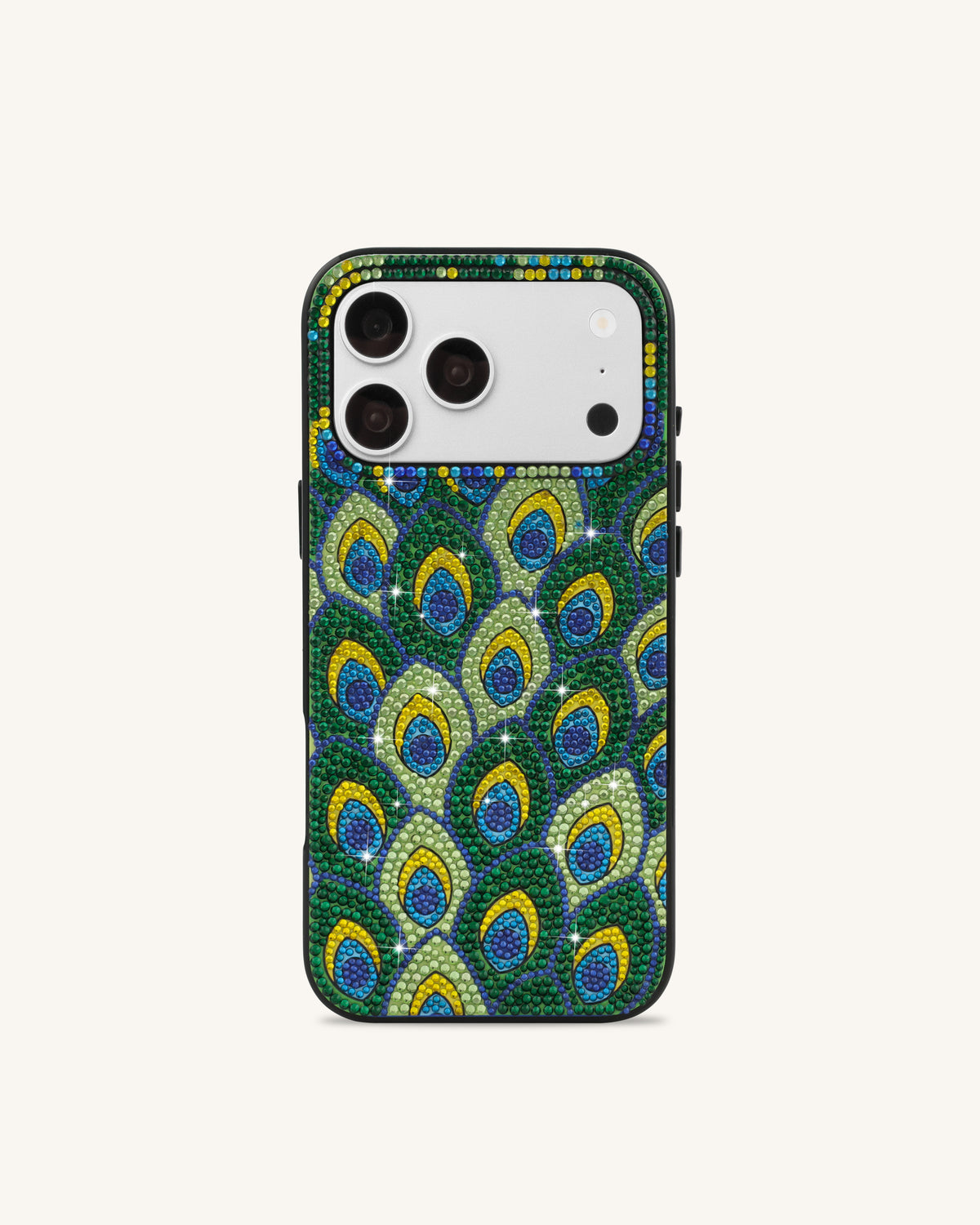 Peacock Feather Rhinestone Phone Case - Green