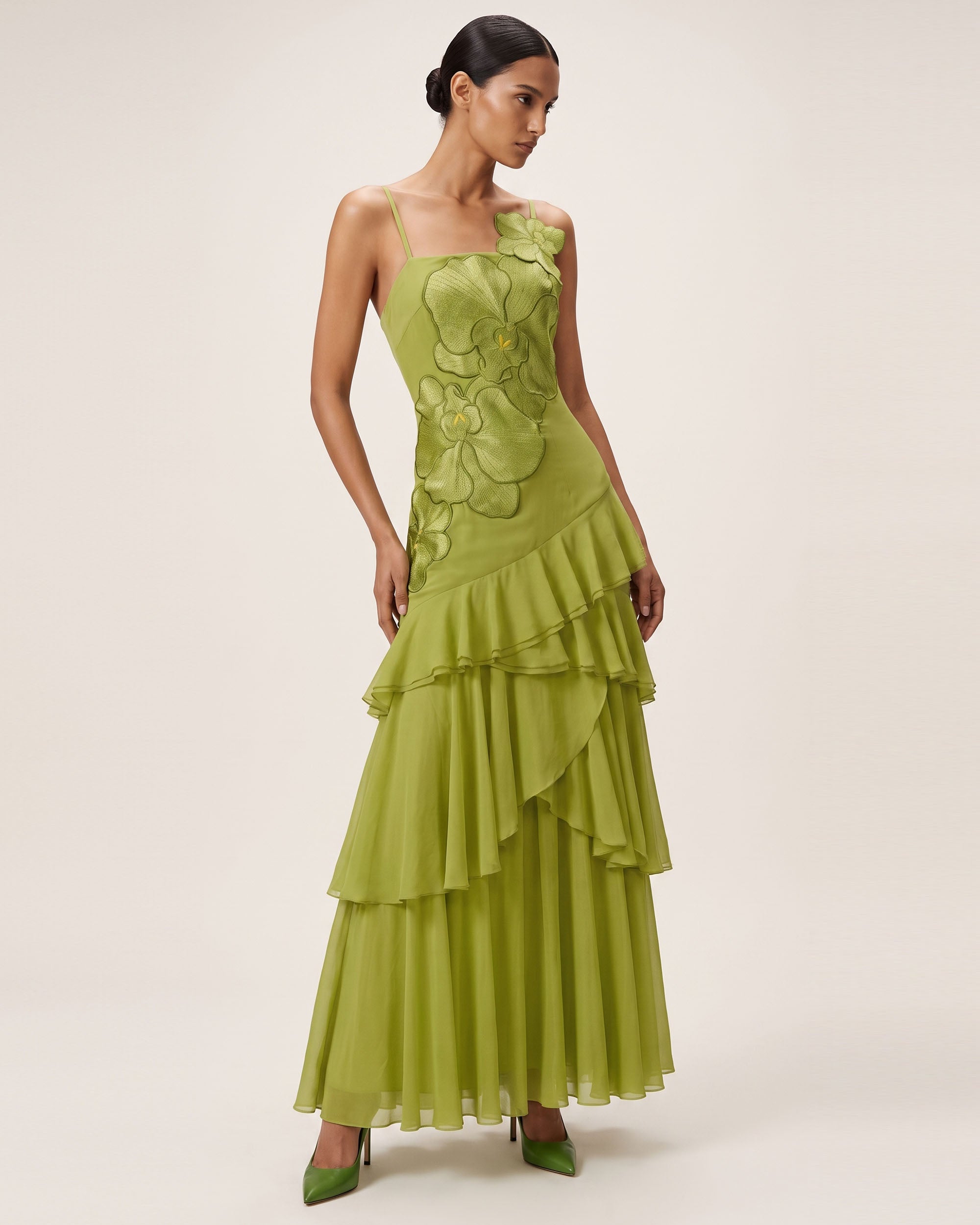 orchid green sleeveless piped maxi dress Embroidered Ruffled One-Shoulder - Olive 8 Maxi Dress for Women Language:Polski romantic touch MISSGUIDED Plunge Neck Ruched