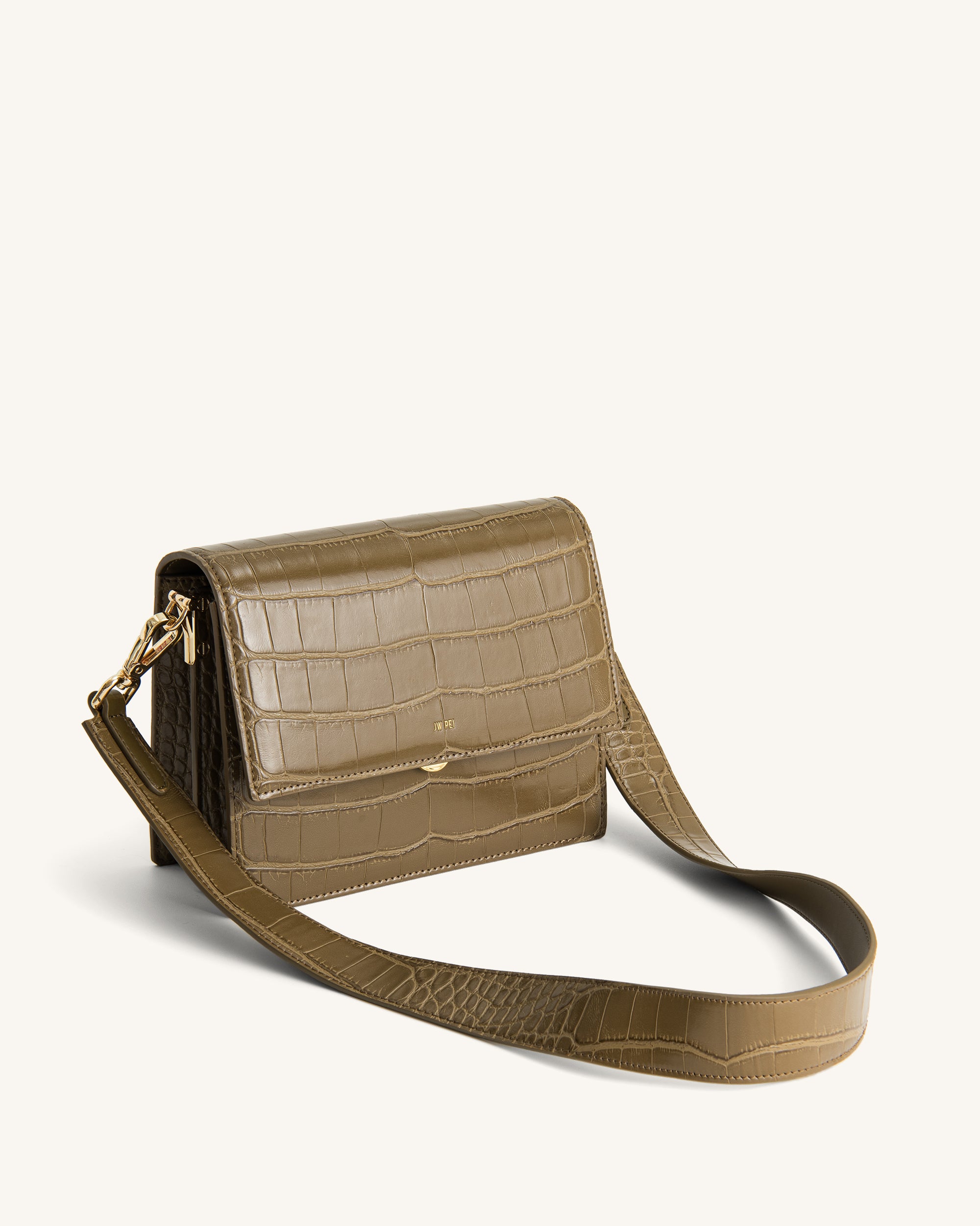 Mini Flap Crossbody Dark Olive Croc