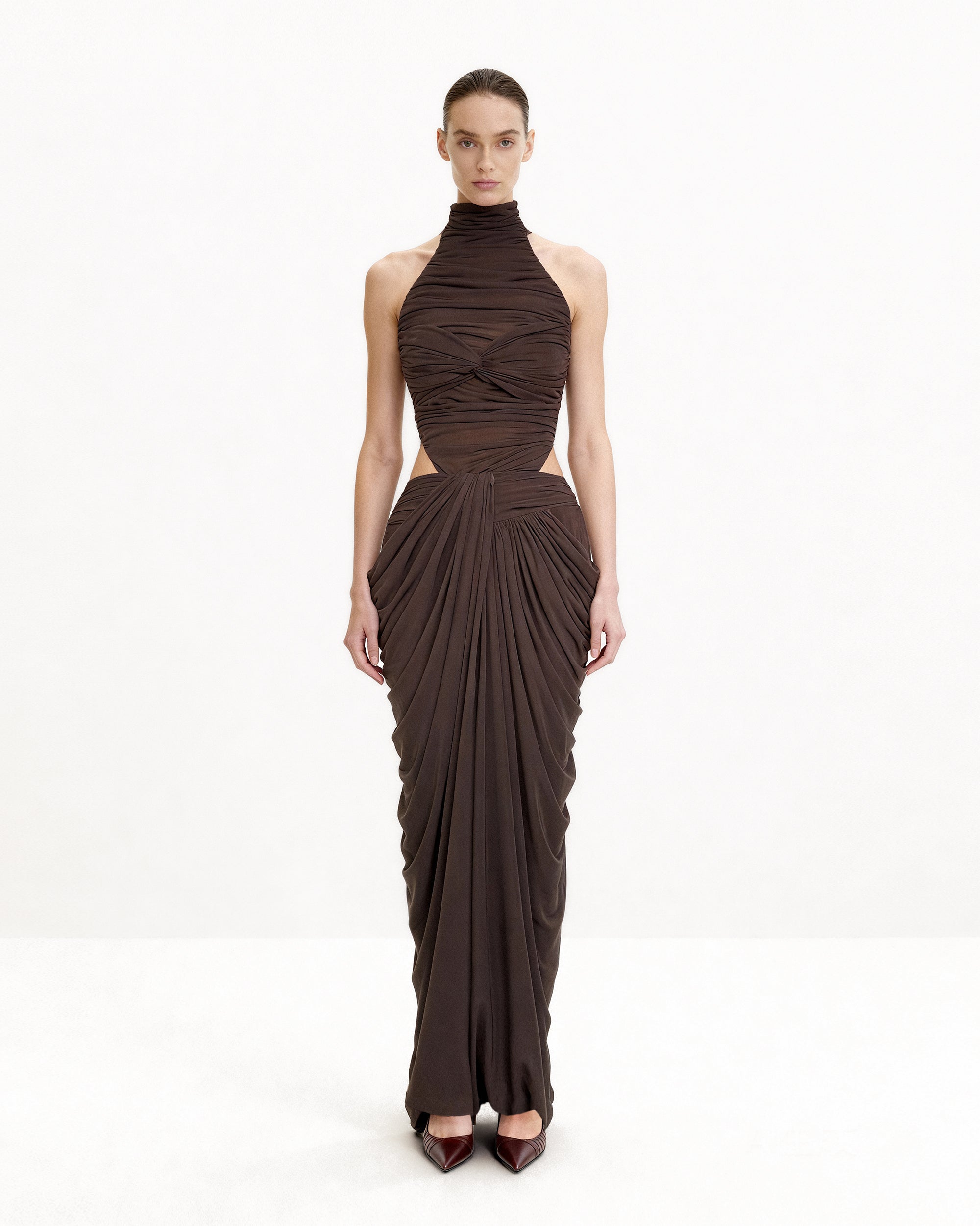 draped twist front maxi dress VENUS Twist Front Maxi Dress | Paradise Floral