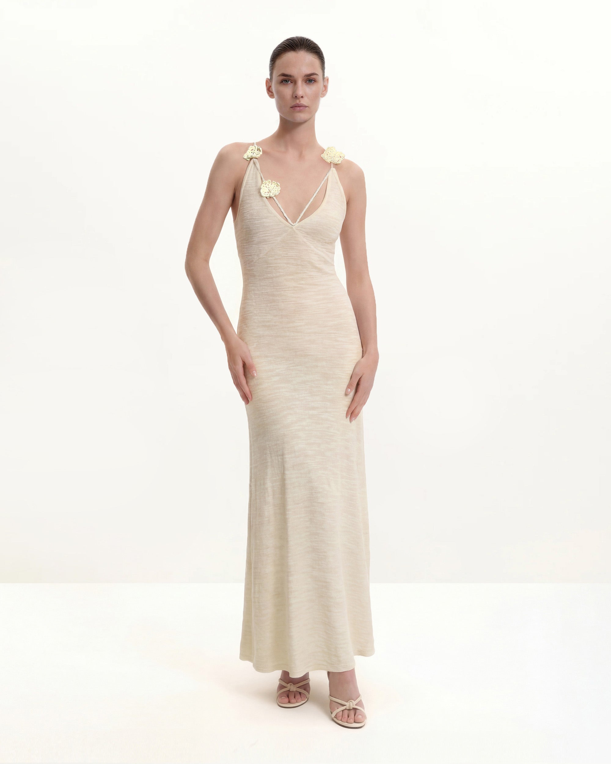 cream halter maxi dress Cream PrettyLittleThing Sequin Halter Neck Maxi Dress