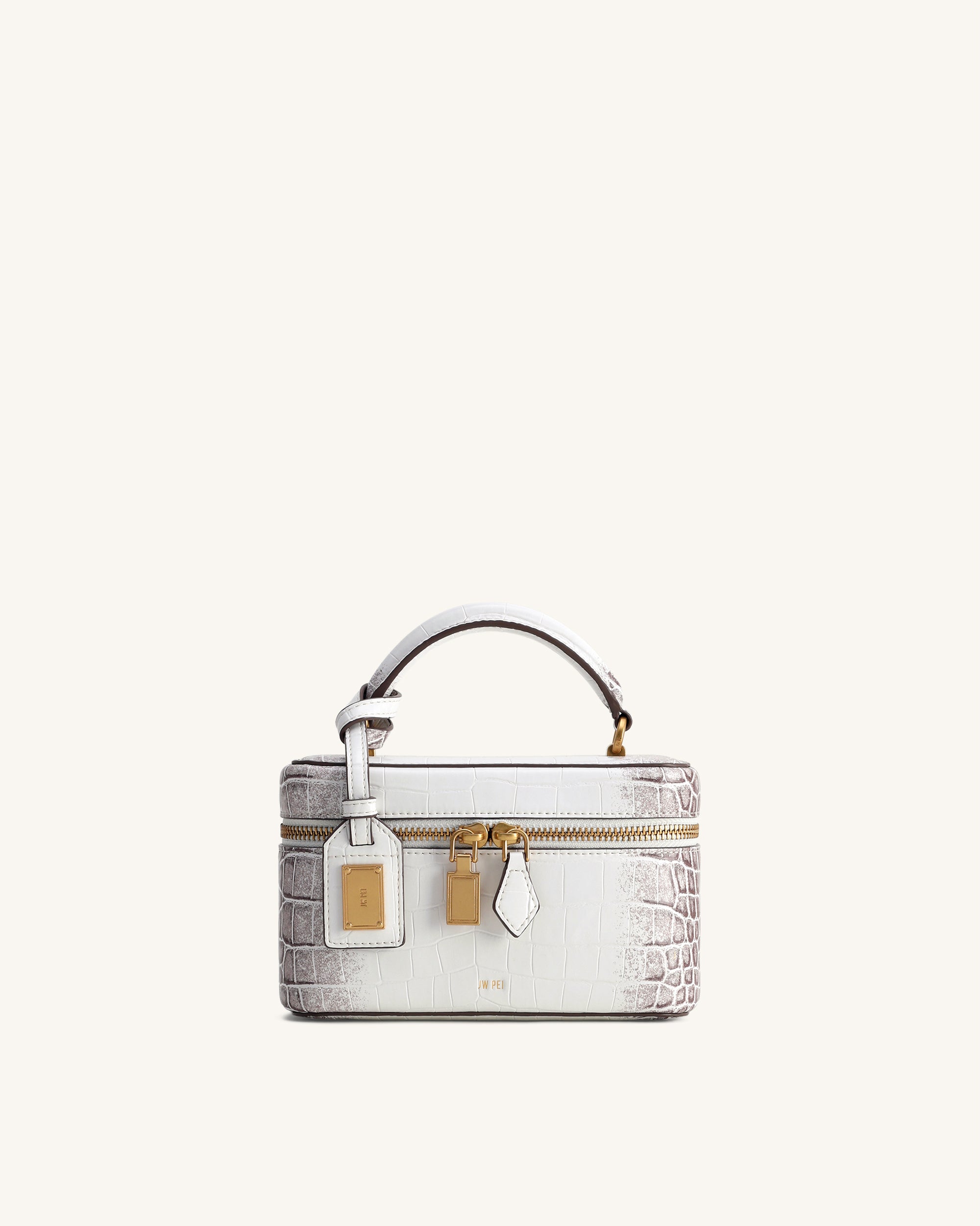 Cleo Box Shape Top Handle Bag - White Croc | JW PEI