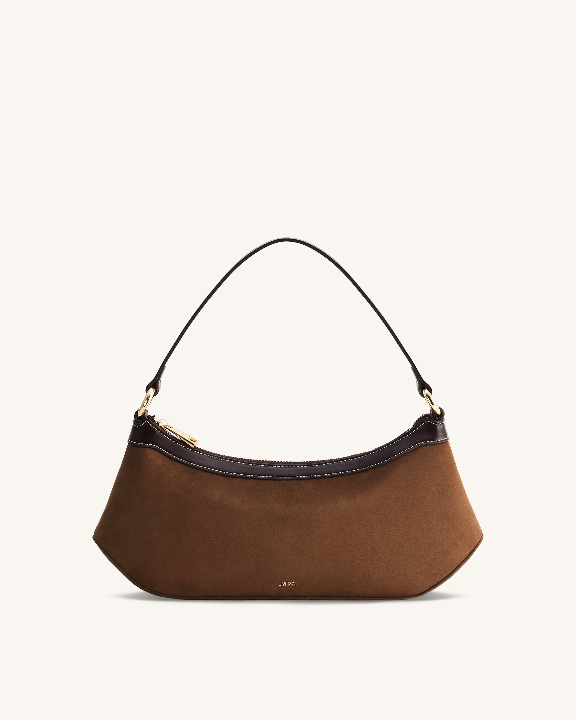 Lily Faux Suede Shoulder Bag - Dark Brown | JW PEI