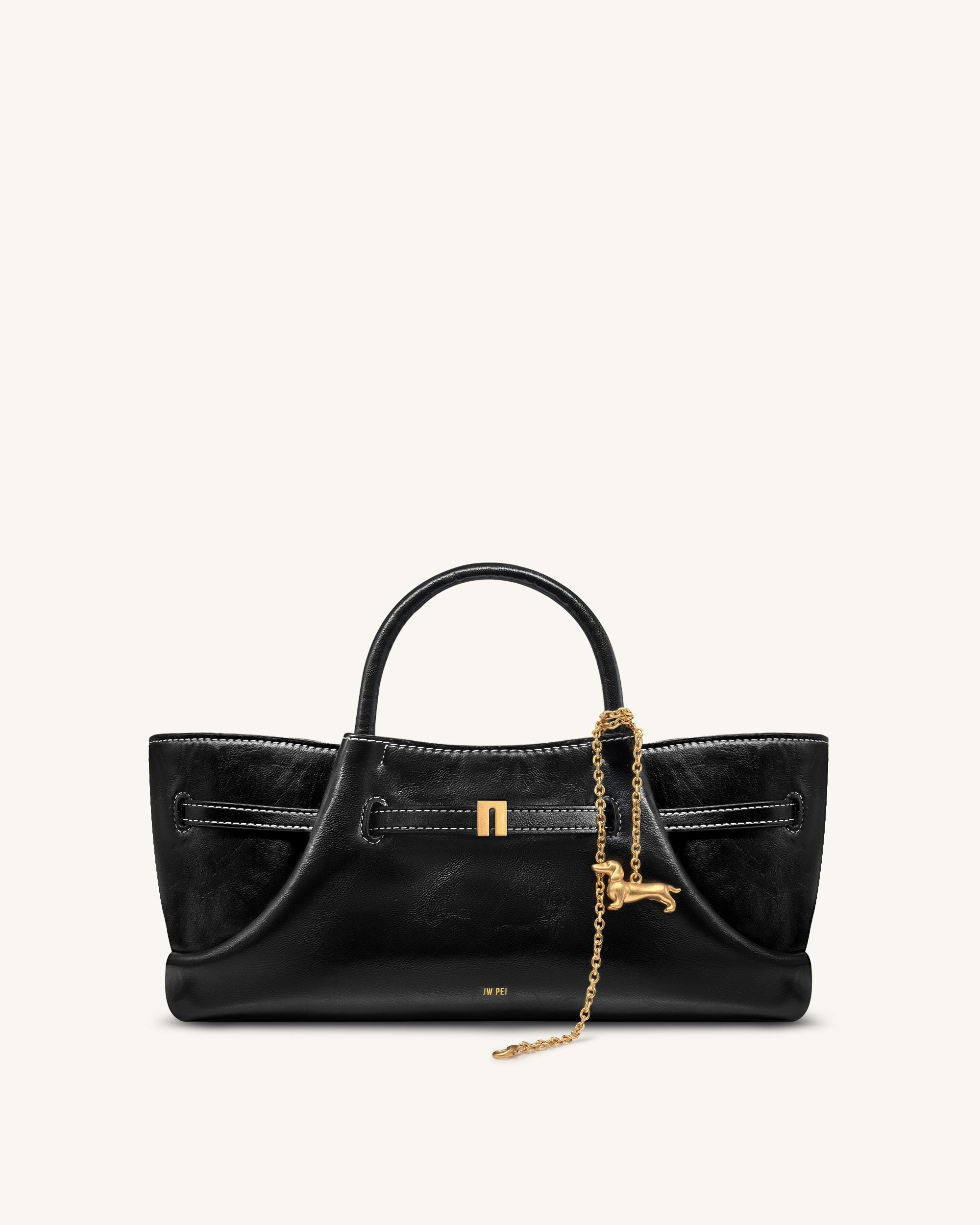 Maeve Dachshund Metal Charm Tote Bag - Black | JW PEI