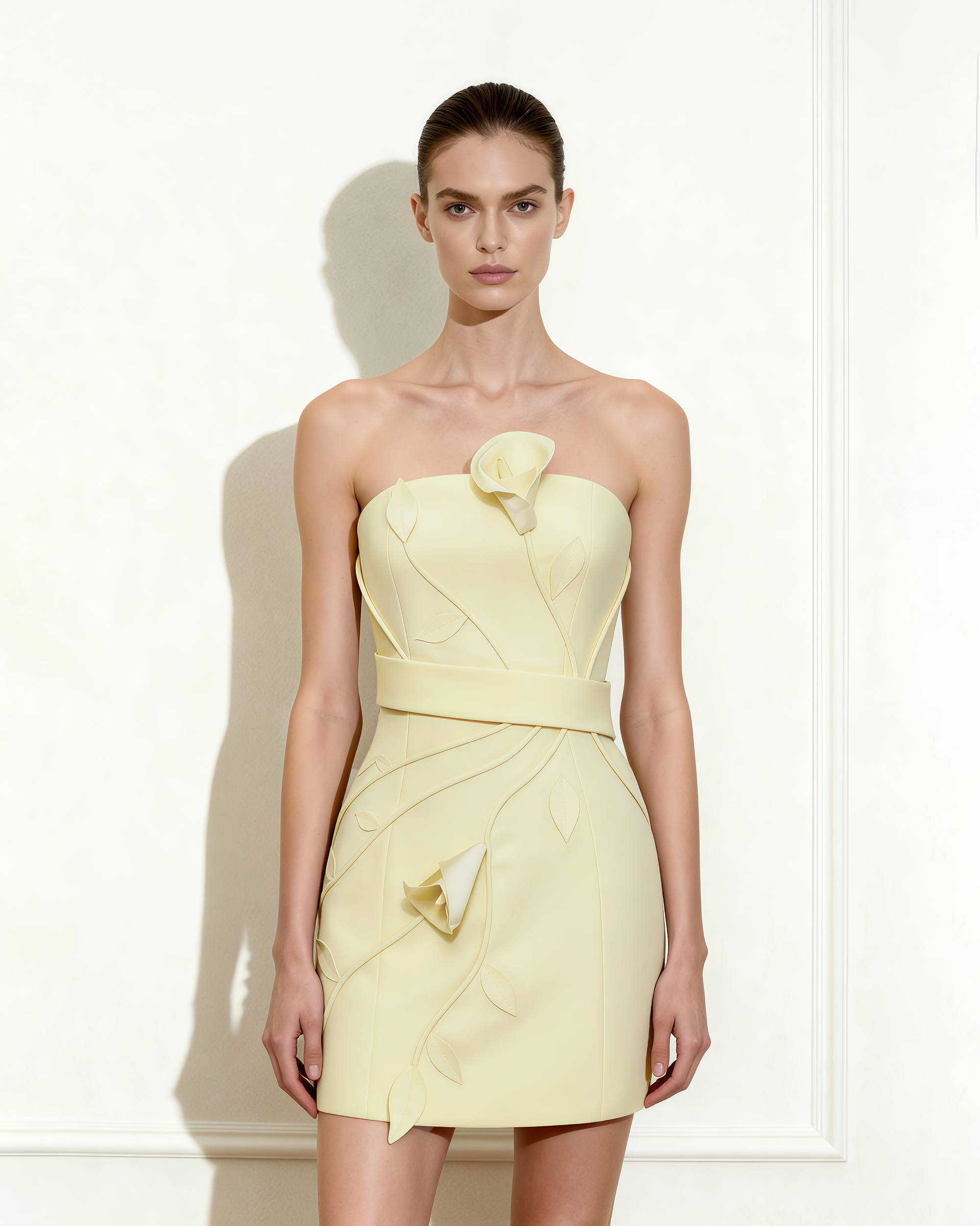 yellow strapless mini dress The Sasha Butter Yellow Strapless Corset Mini Dress M main image 1