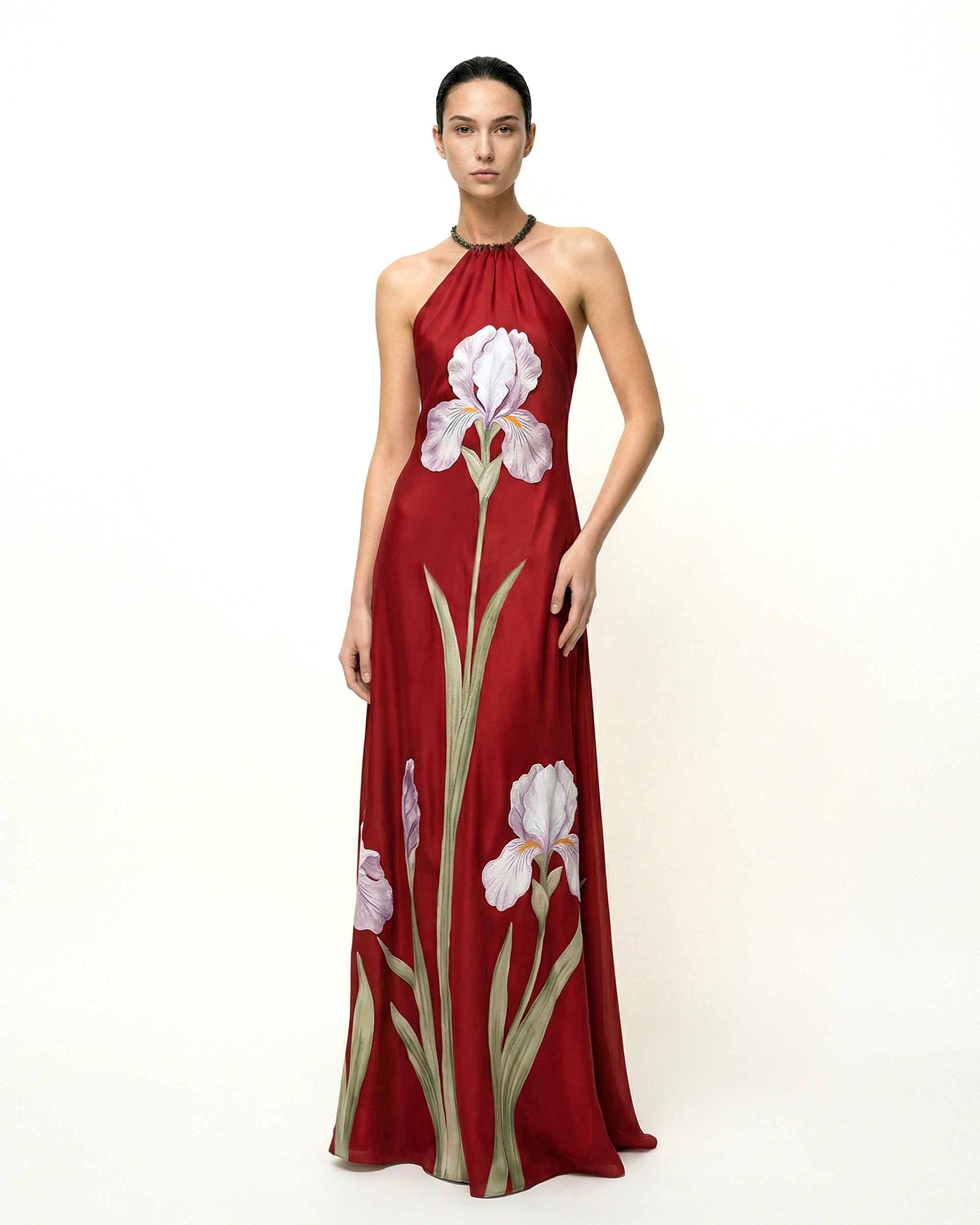 Iris Floral Print Halter Maxi Dress - Ruby | JW PEI Iris Floral Print Halter Maxi Dress - Ruby | JW PEI