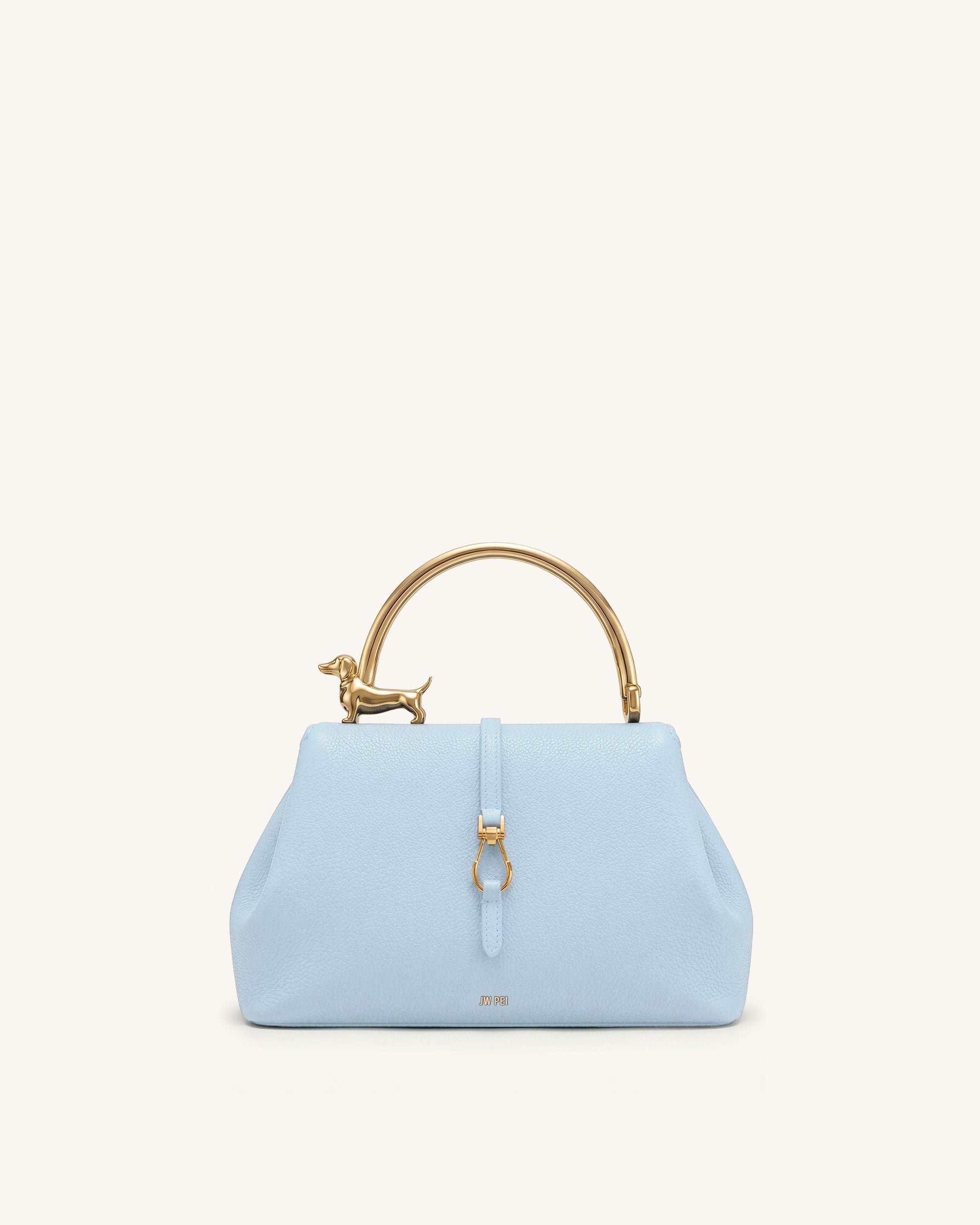 Bruna Dachshund Metal Handle Top Handle Bag - Light Blue | JW PEI