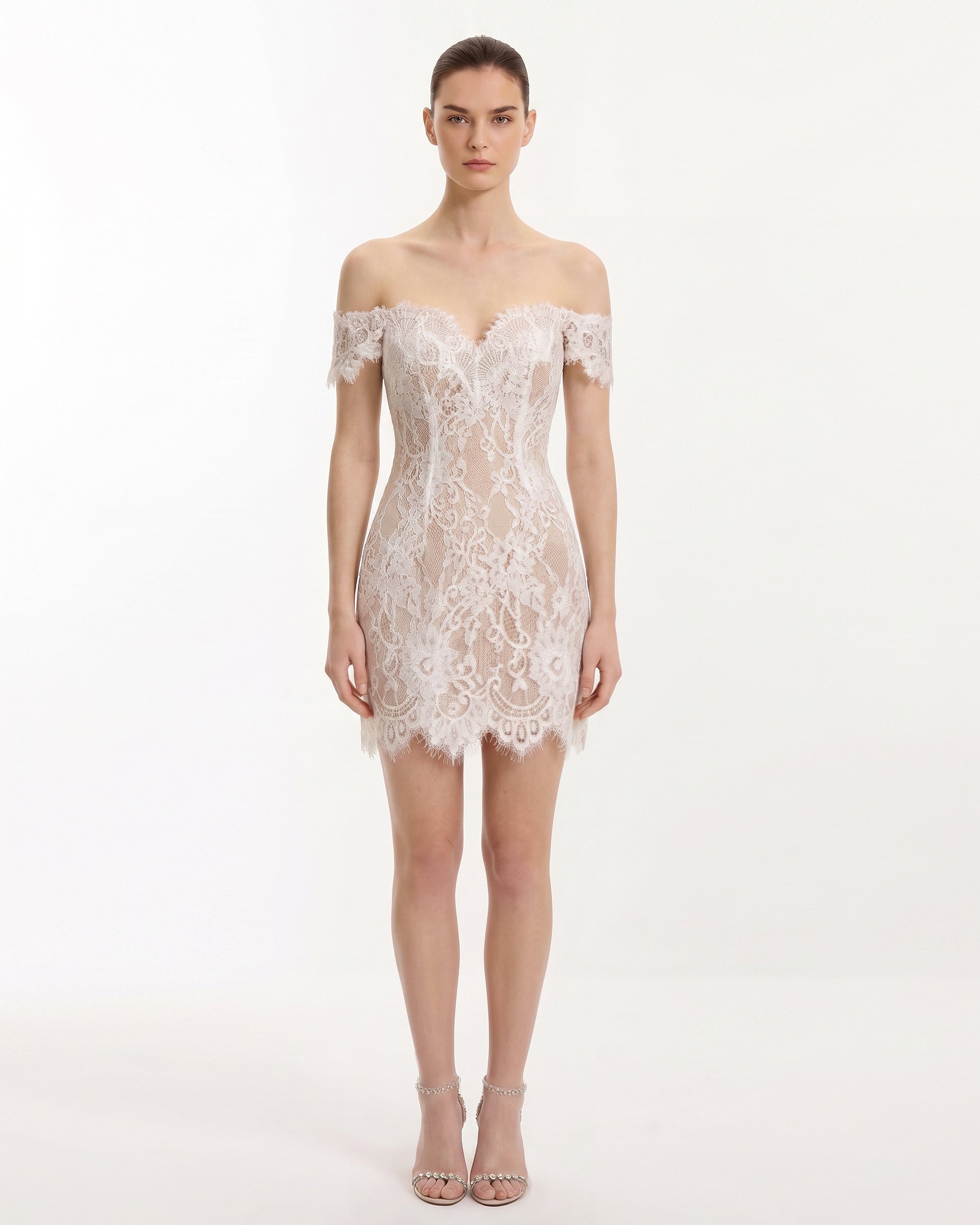 Off Shoulder Lace Mini Dress