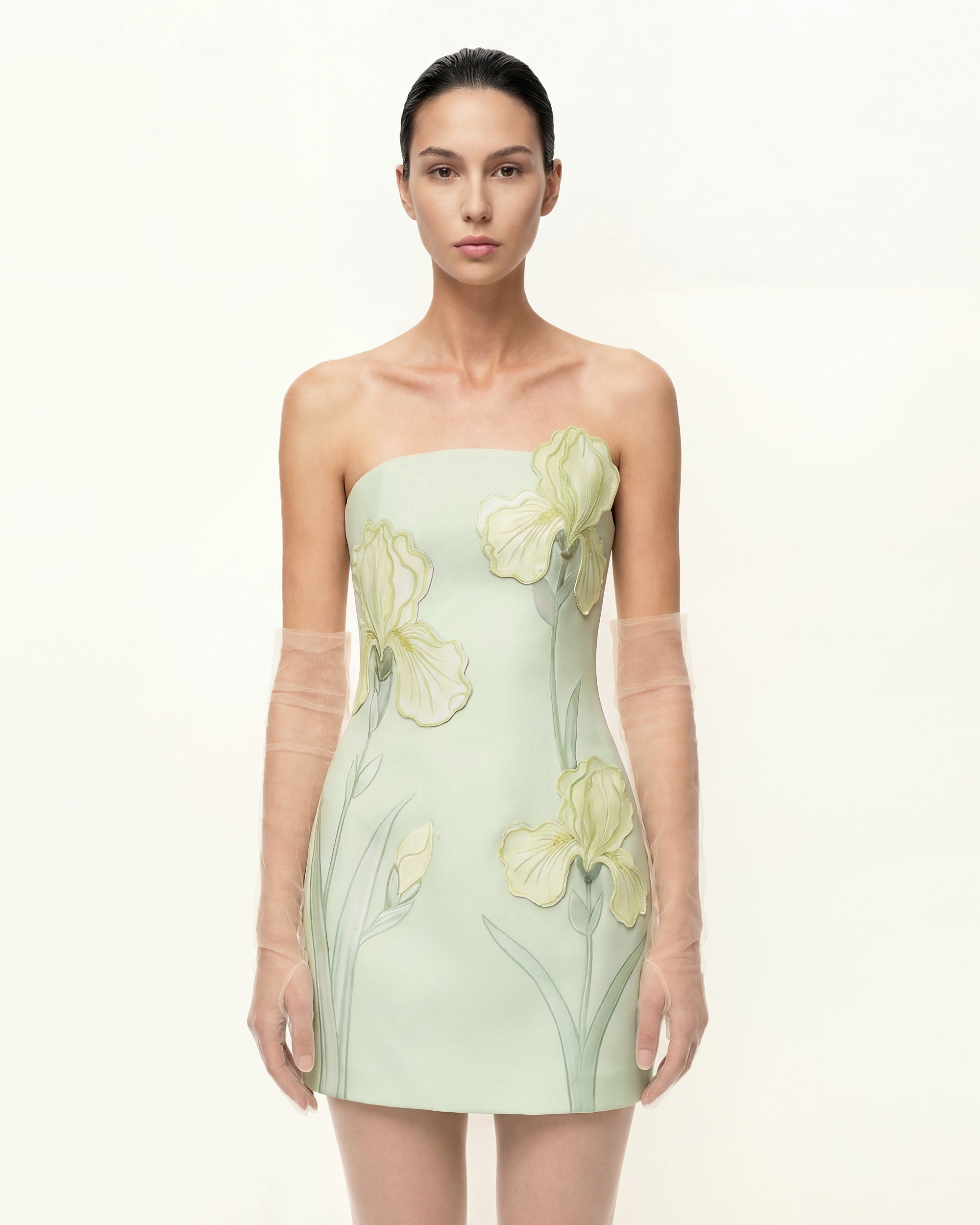 Iris Floral Print Strapless Dress - Green 4 | US Iris Floral Print Strapless Dress - Green 4 | US