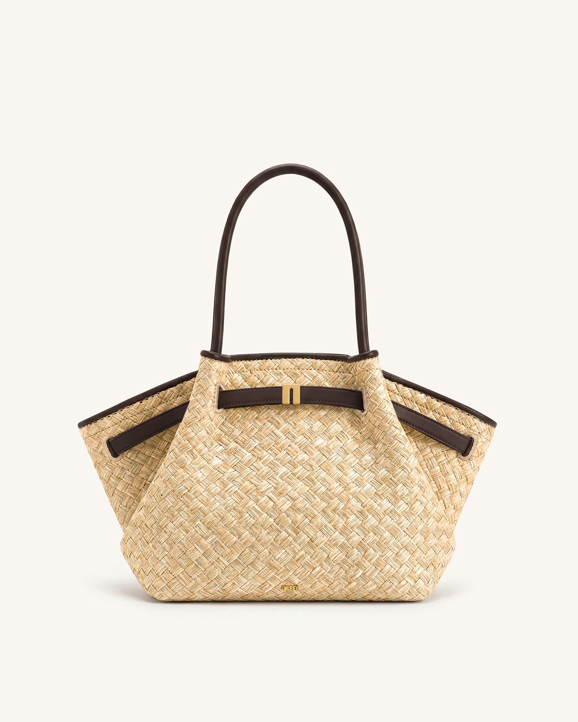 Hana*　0710 Hana Medium Faux Straw Tote Bag - Brown | JW PEI
