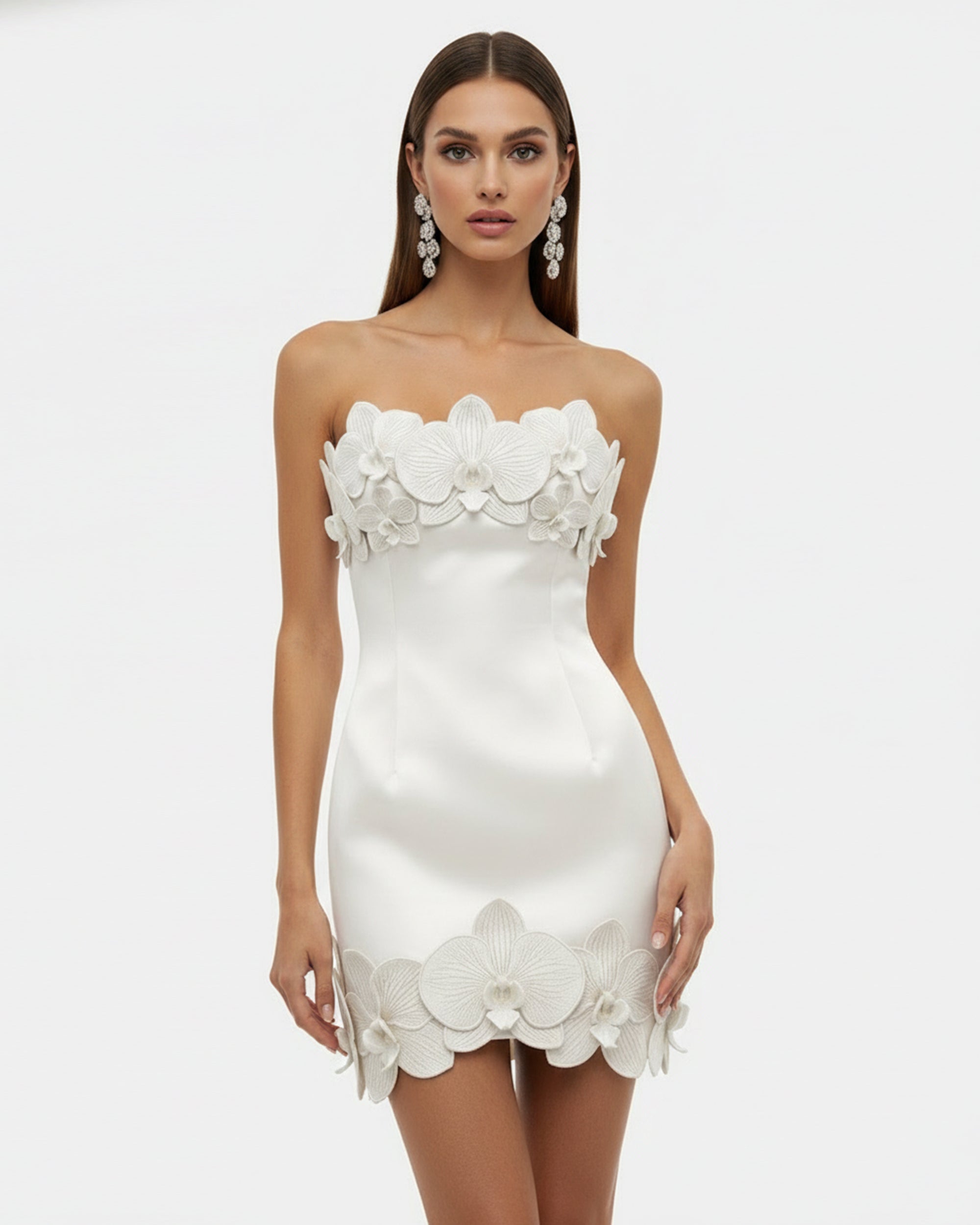 mini white strapless dress Orchid Trim Strapless Mini Dress - White
