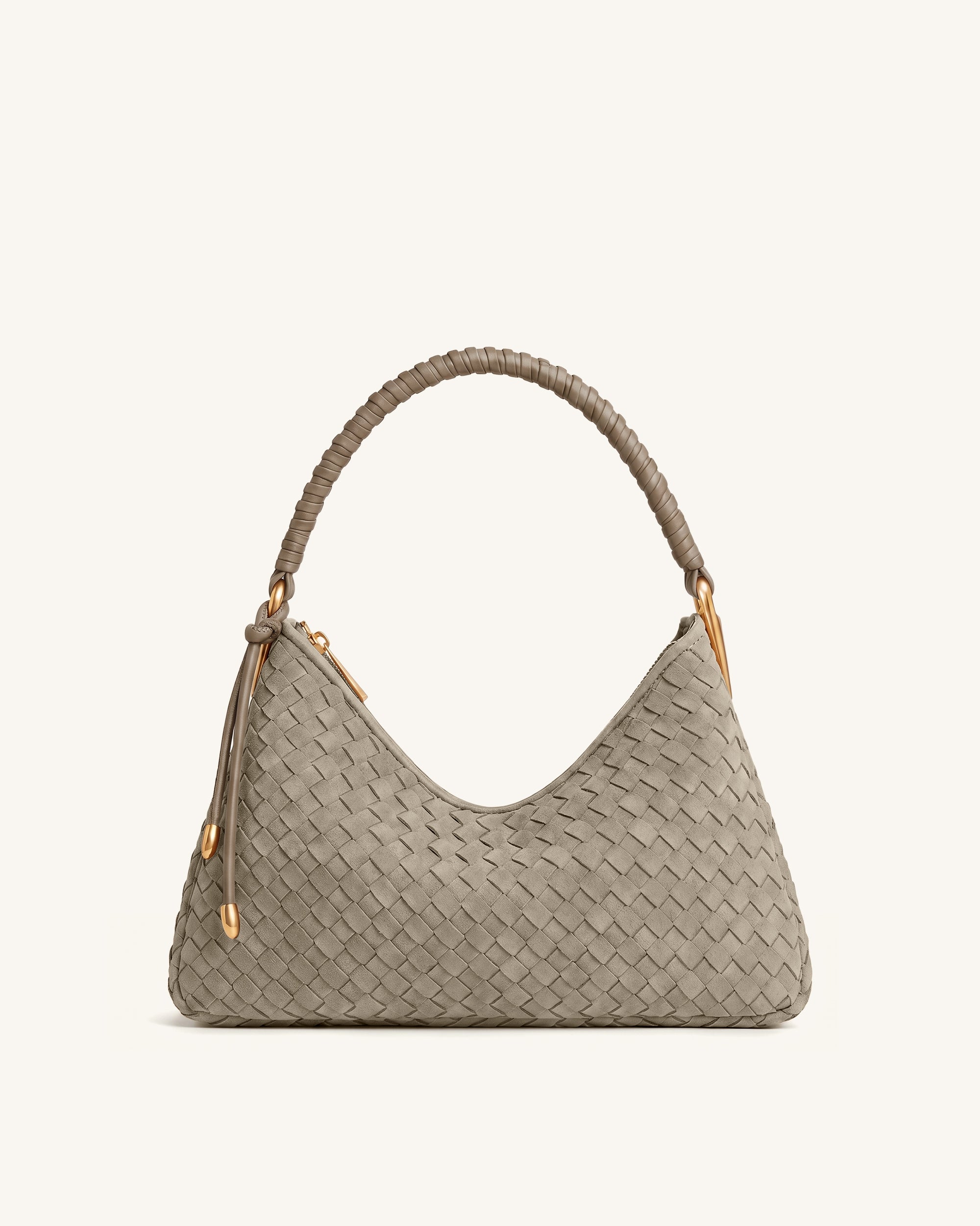 Lorena Woven Faux Suede Shoulder Bag - Stone Taupe | JW PEI