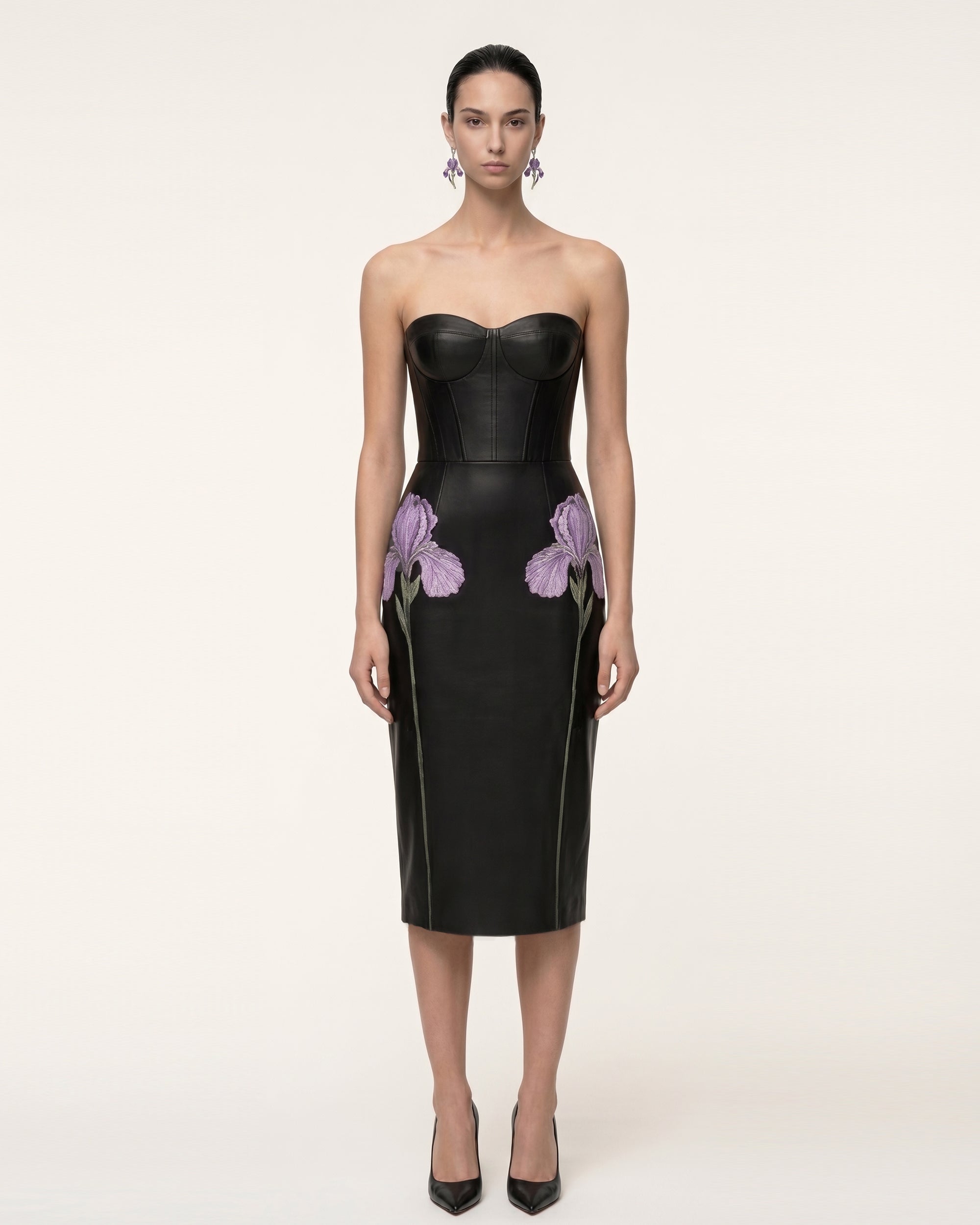 black strapless corset midi dress CORSET DETAILED STRAPLESS MIDI DRESS IN BLACK | CULT MIA