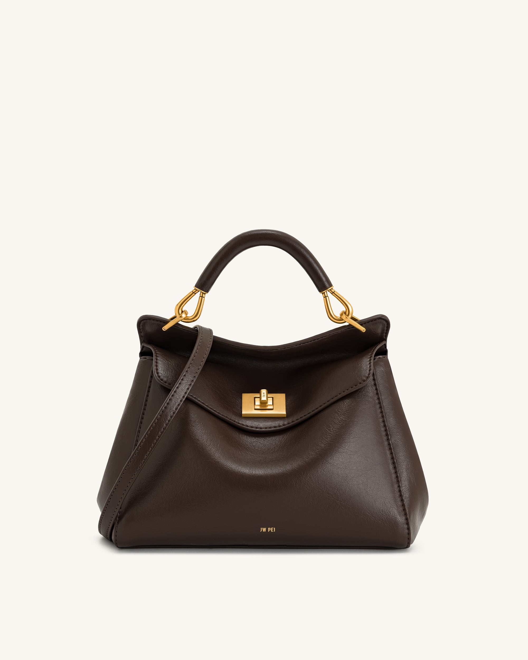 Lucia Classic Top Handbag - Dark Brown | JW PEI
