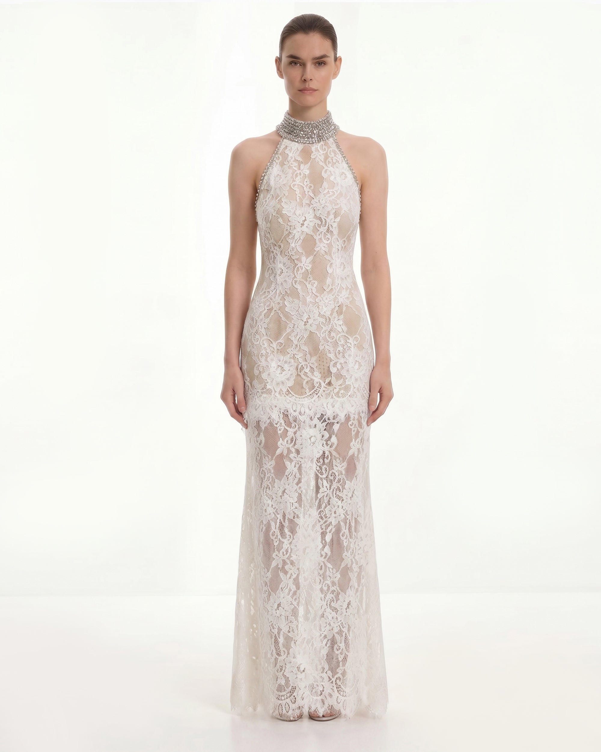 Jeweled Lace Halter Dress - White | JW PEI Jeweled Lace Halter Dress - White | JW PEI