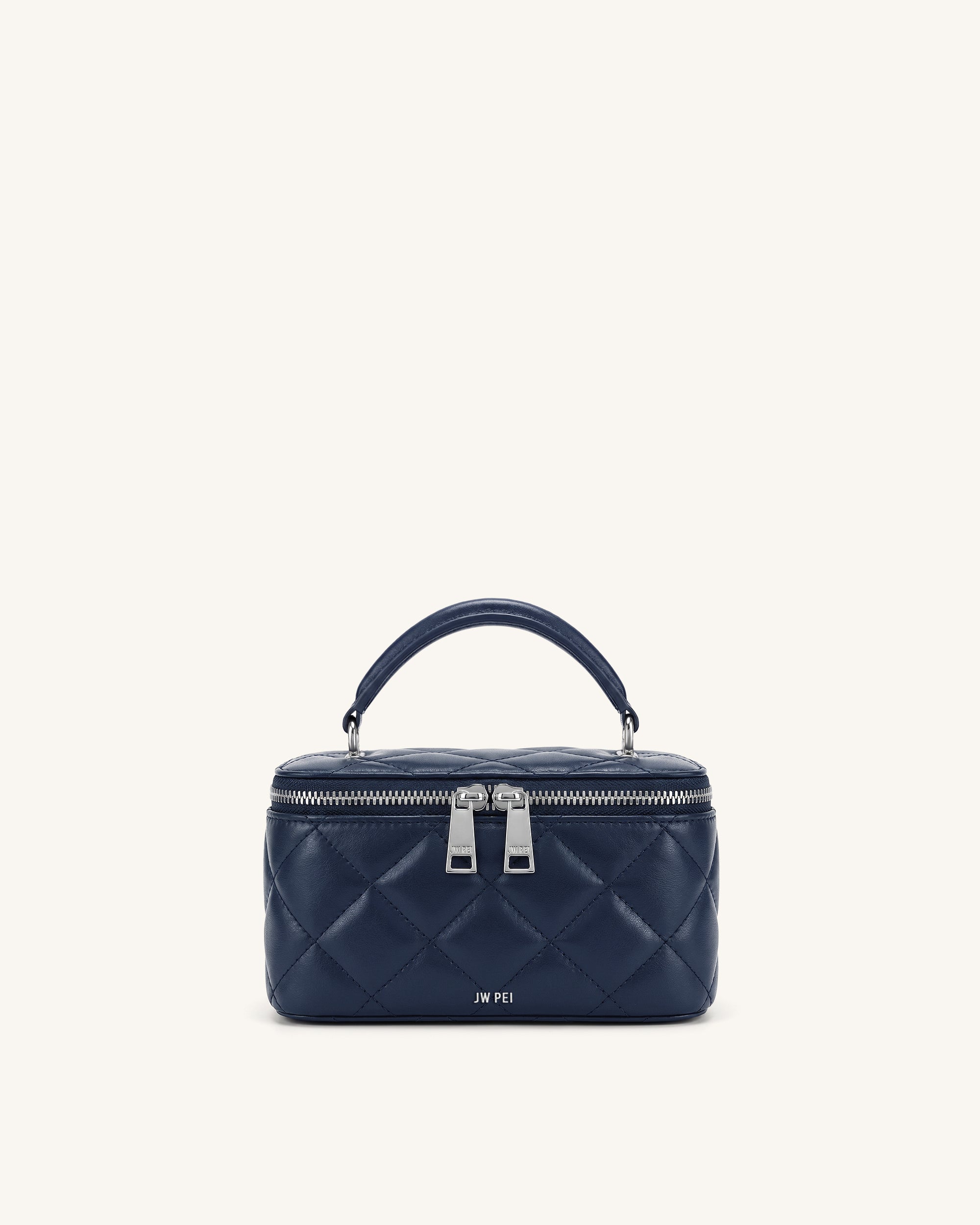 【本日掲載終了】 HOWIE remeke vanity bag バッグ デニム Vivienne Quilted Vanity Top Handle Bag - Navy | JW PEI