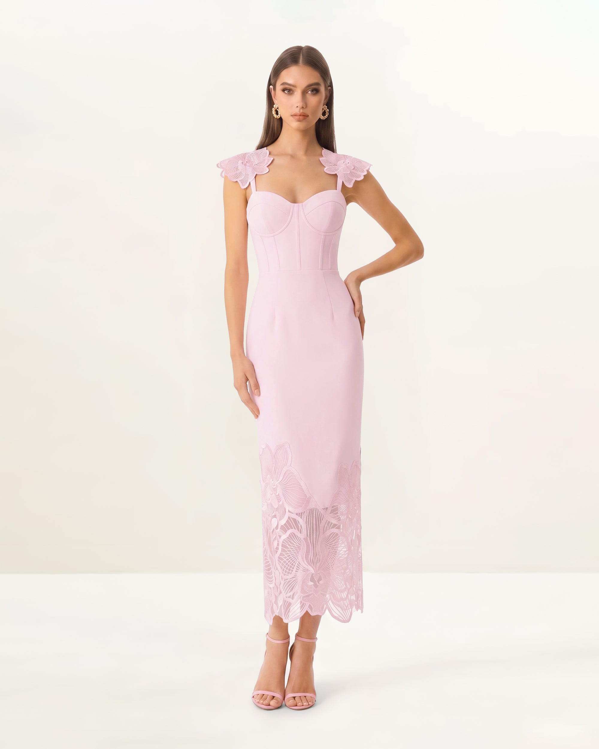 dusty rose midi dress Orchid Embroidered Corset Dress - Dusty Rose, 2