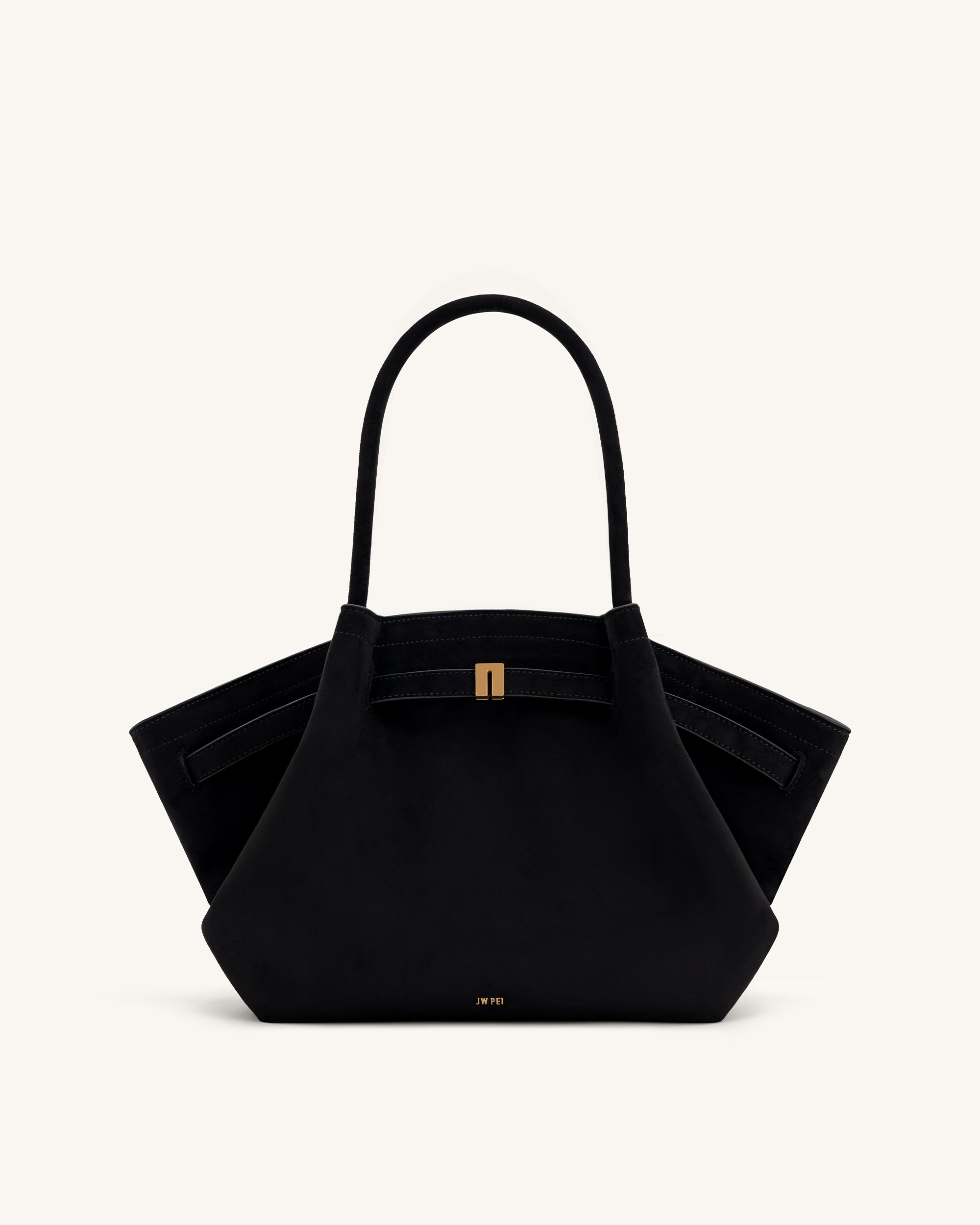 Hana Medium Faux Suede Tote Bag - Black | JW PEI