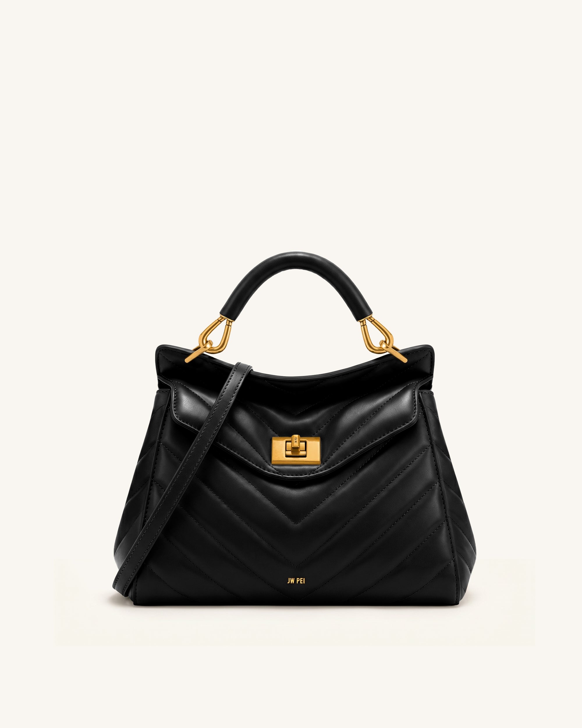 JW PEI Lucia クラシックトップハンドバッグ 2way Lucia Classic Top Handle Bag - Jet Black | JW PEI