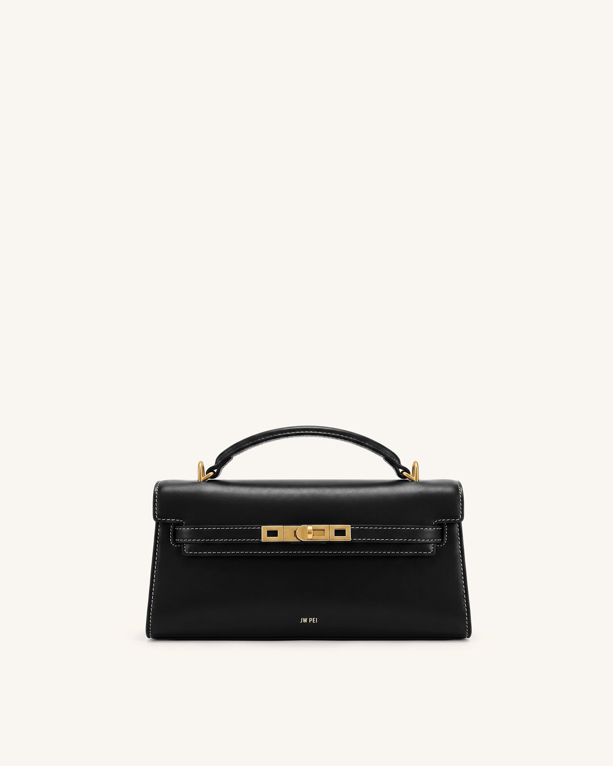 【人気】JW PEI ミニハンドバッグ ブラック 高級感 コンパクト Noor Top Handle Bag - Ink Black | JW PEI