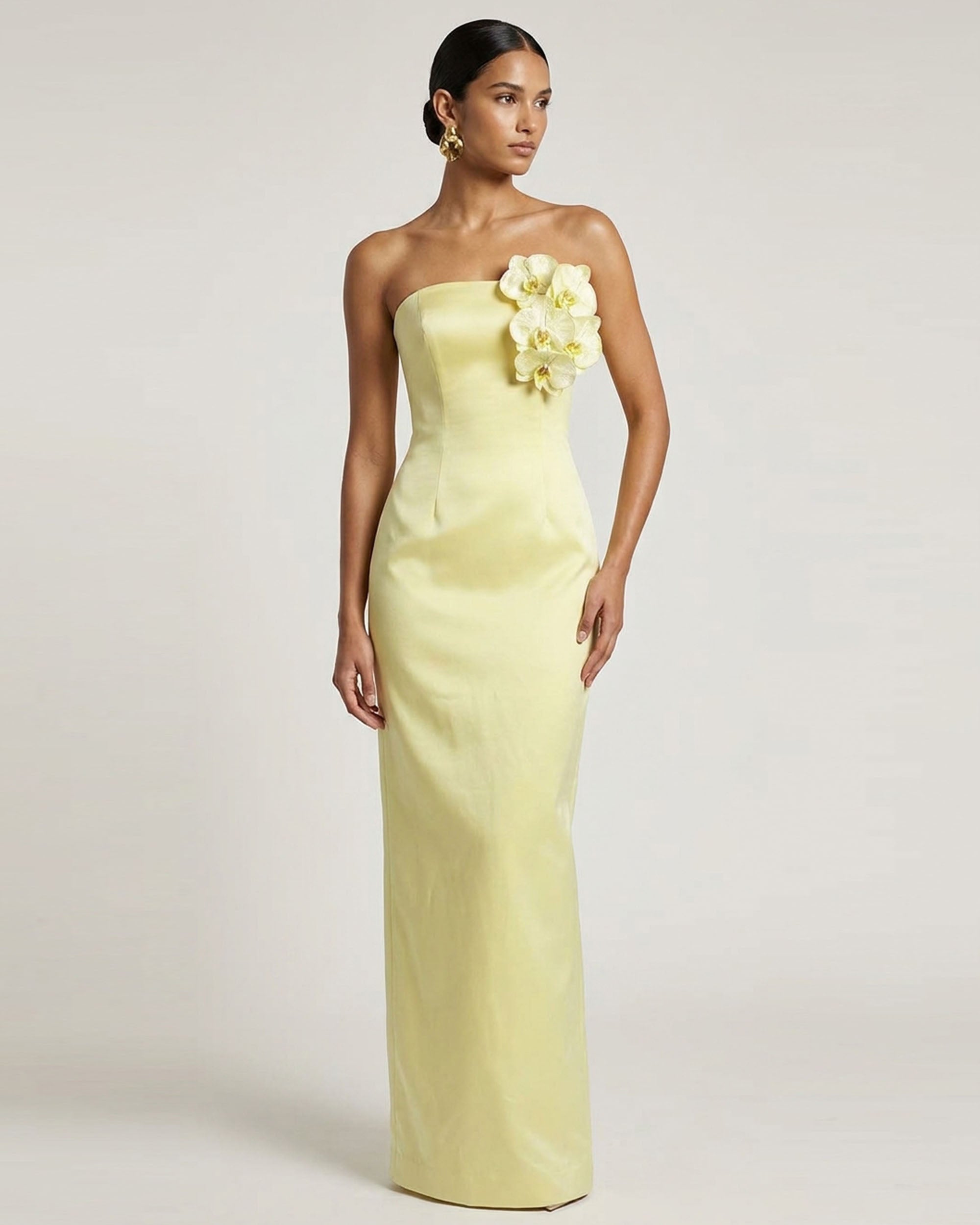 yellow strapless maxi dress Orchid Embellished Strapless Maxi Dress - Yellow