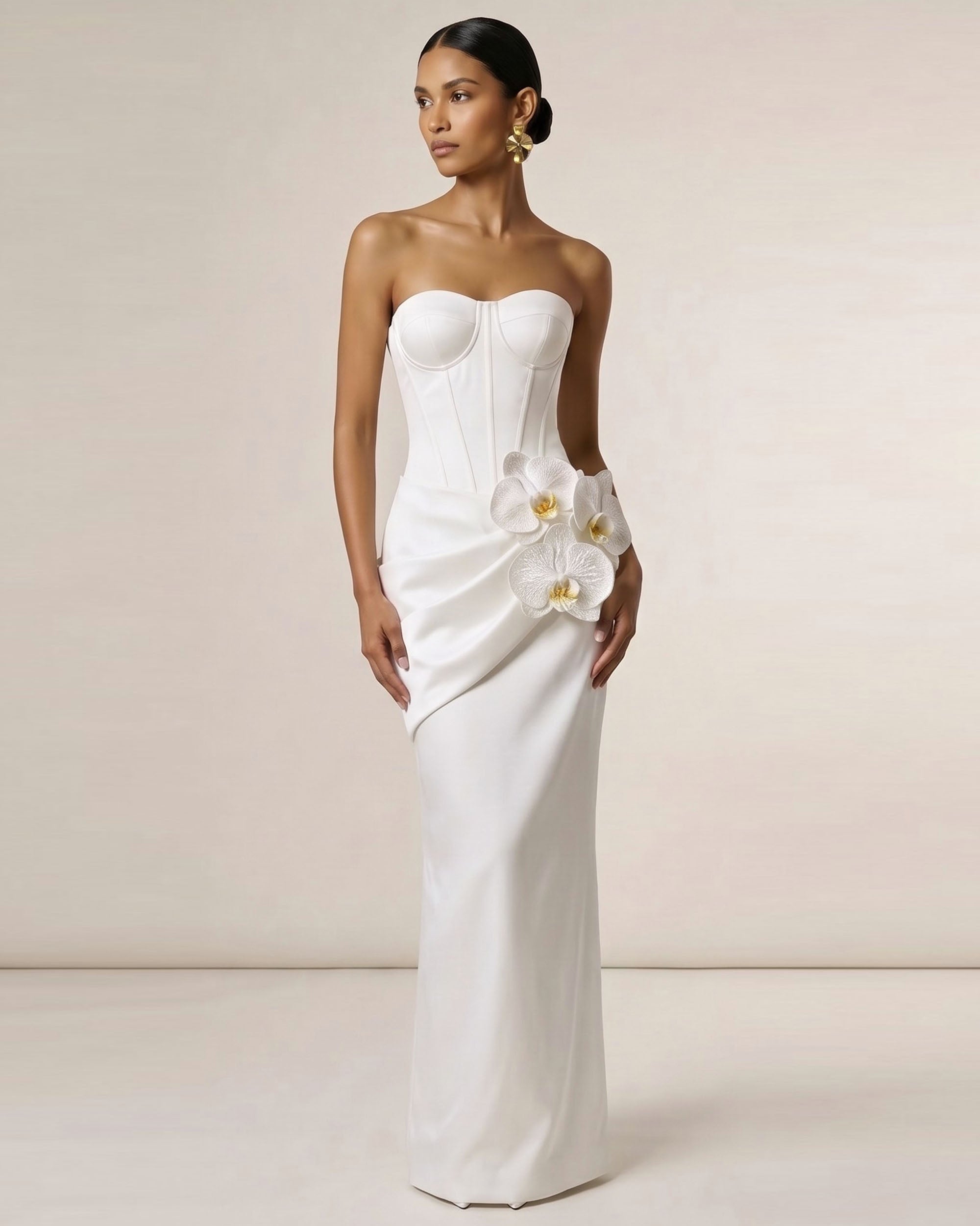 Orchid Embellished Corset Maxi Dress - White | JW PEI