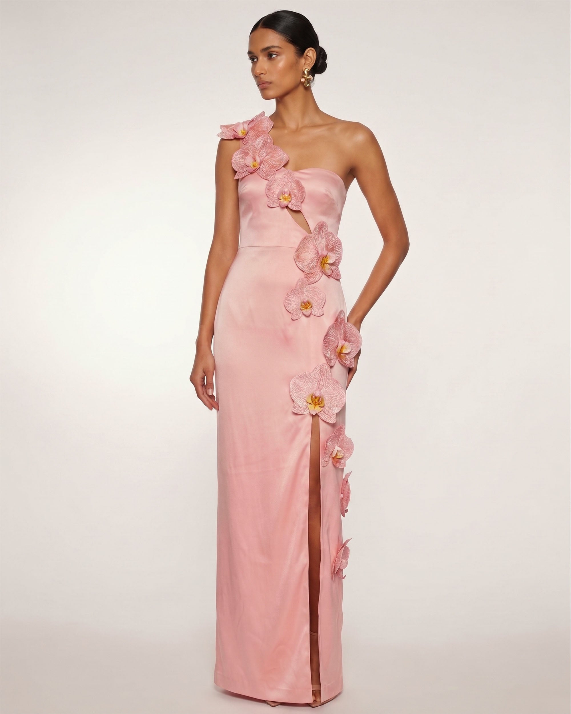 blush pink maxi dress Orchid Embellished Cutout Slit Maxi Dress - Blush Pink
