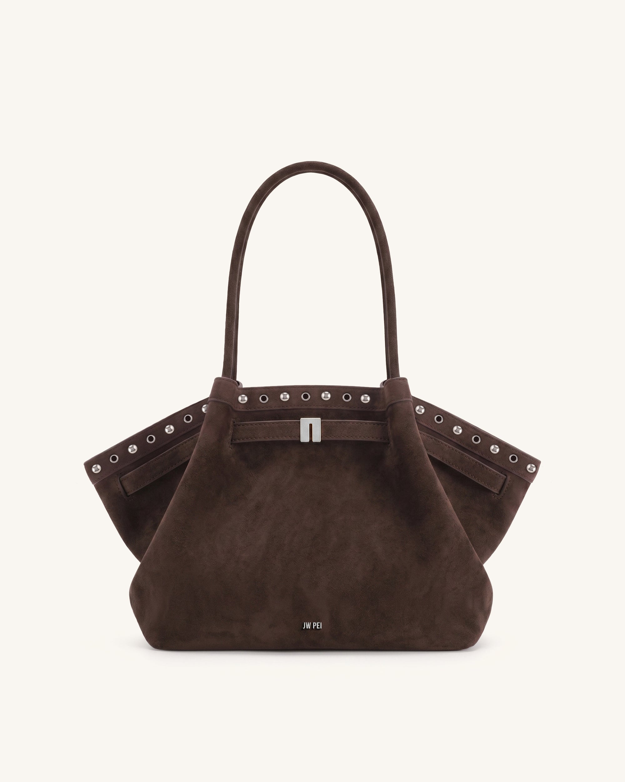 Hana Medium Faux Suede Tote Bag - Dark Chocolate Brown | JW PEI