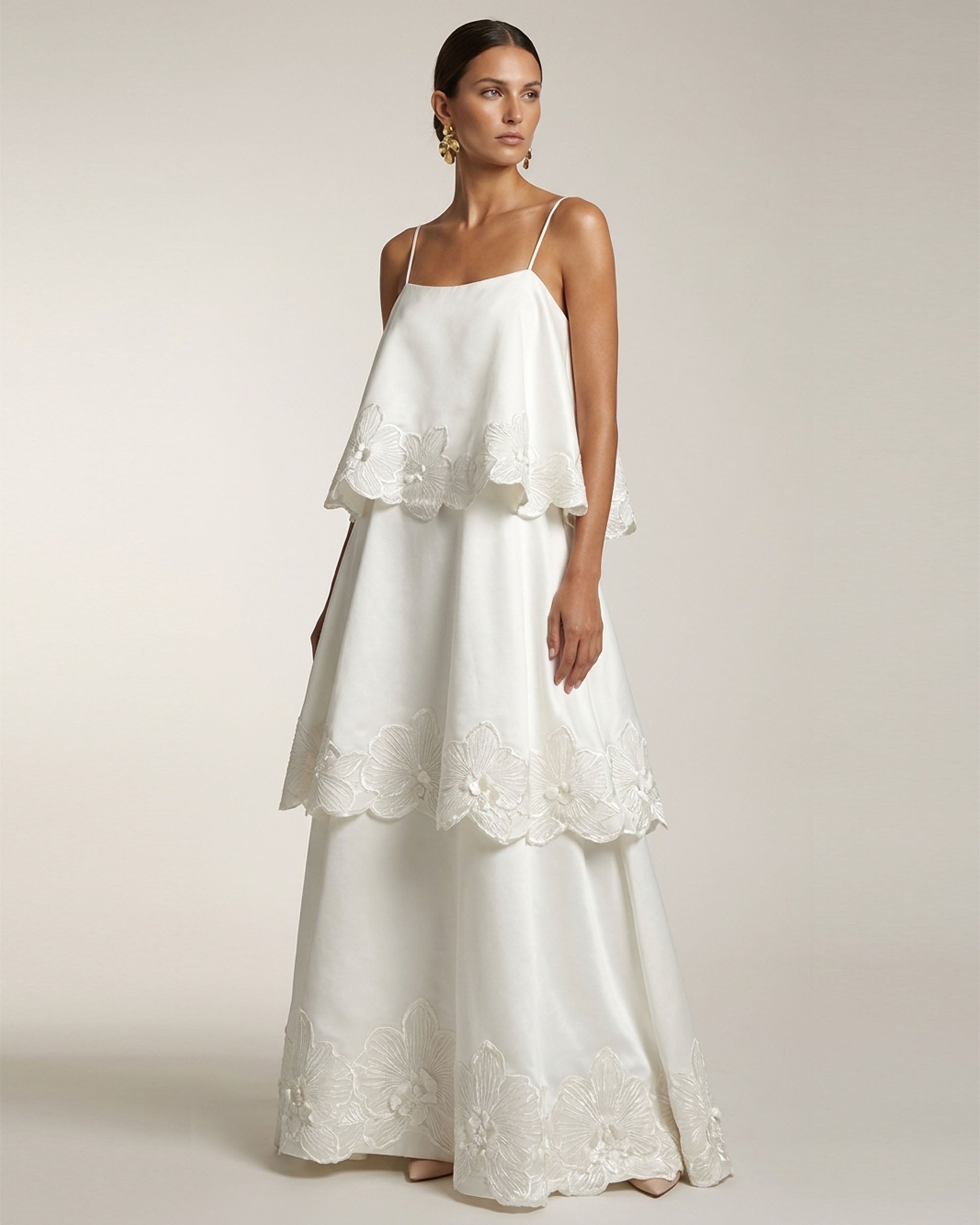 embroidered tiered dress Orchid Embroidered Tiered Maxi Dress - White 6