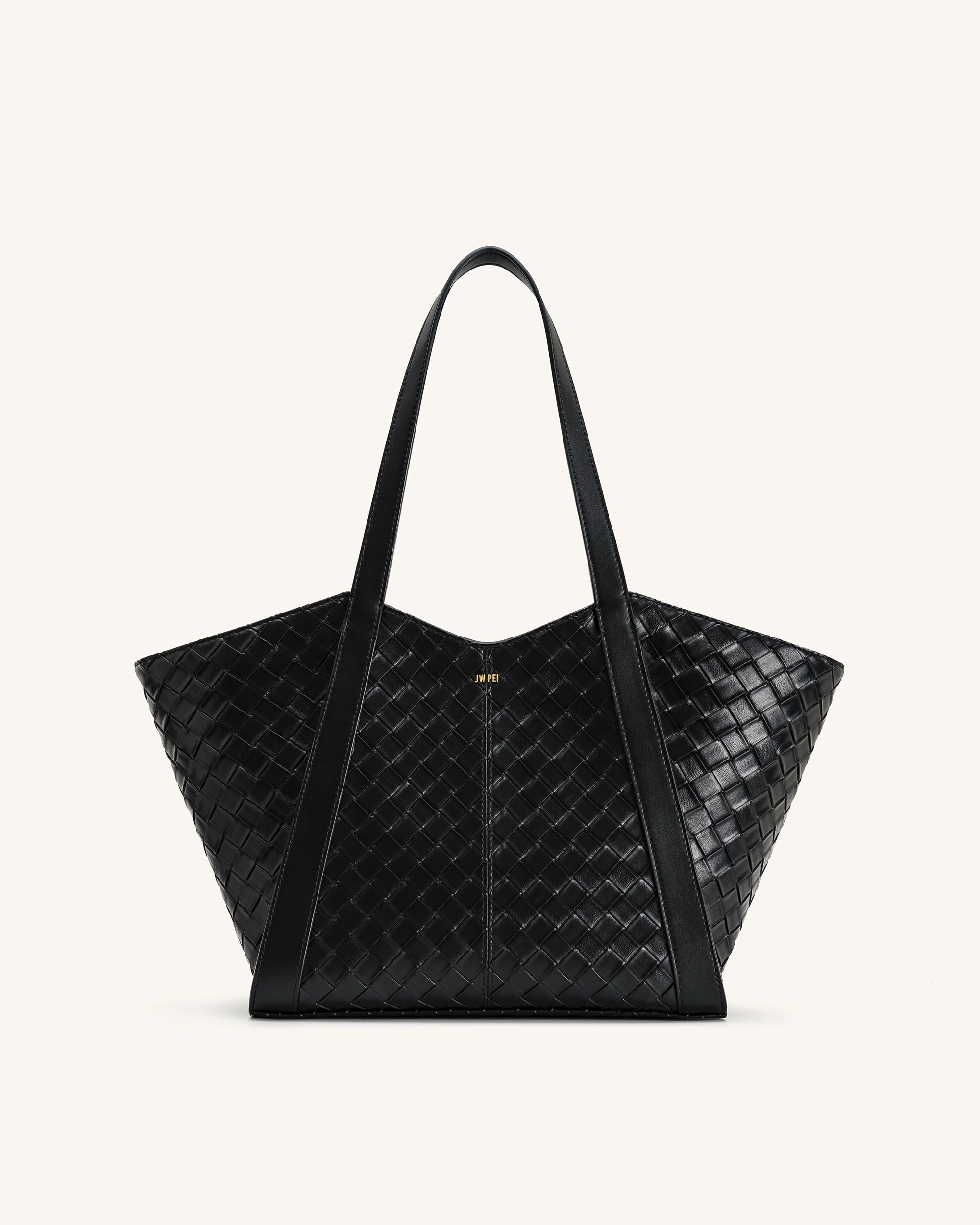 Kiana Large Capacity Weave Texture Tote Bag - Black | JW PEI