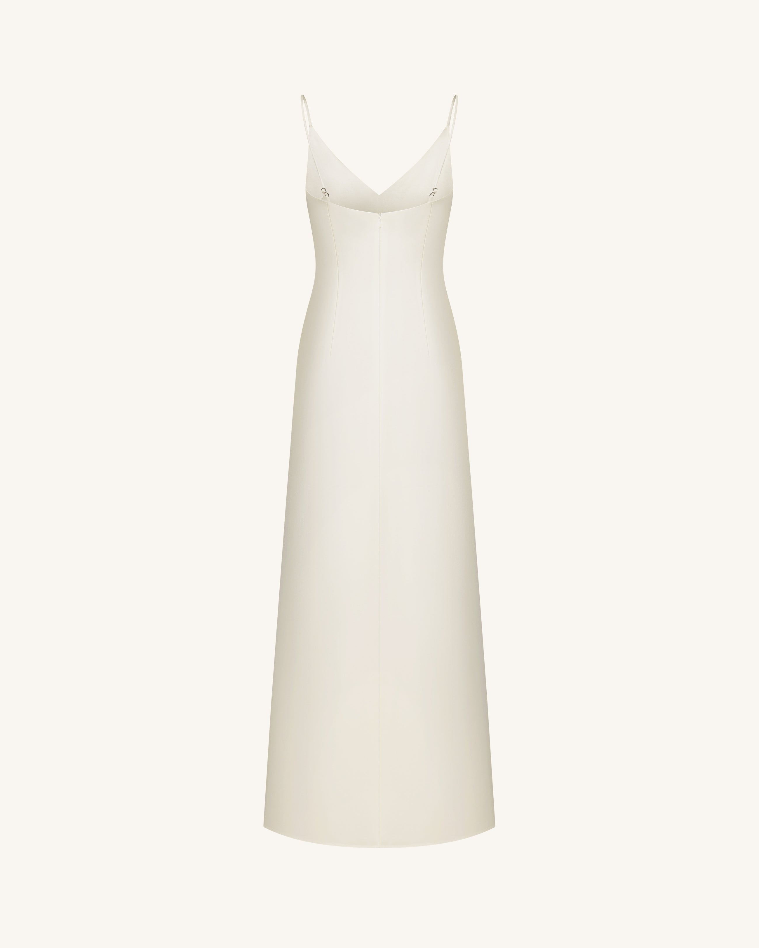 Iris Motif Satin Slip Gown - White
