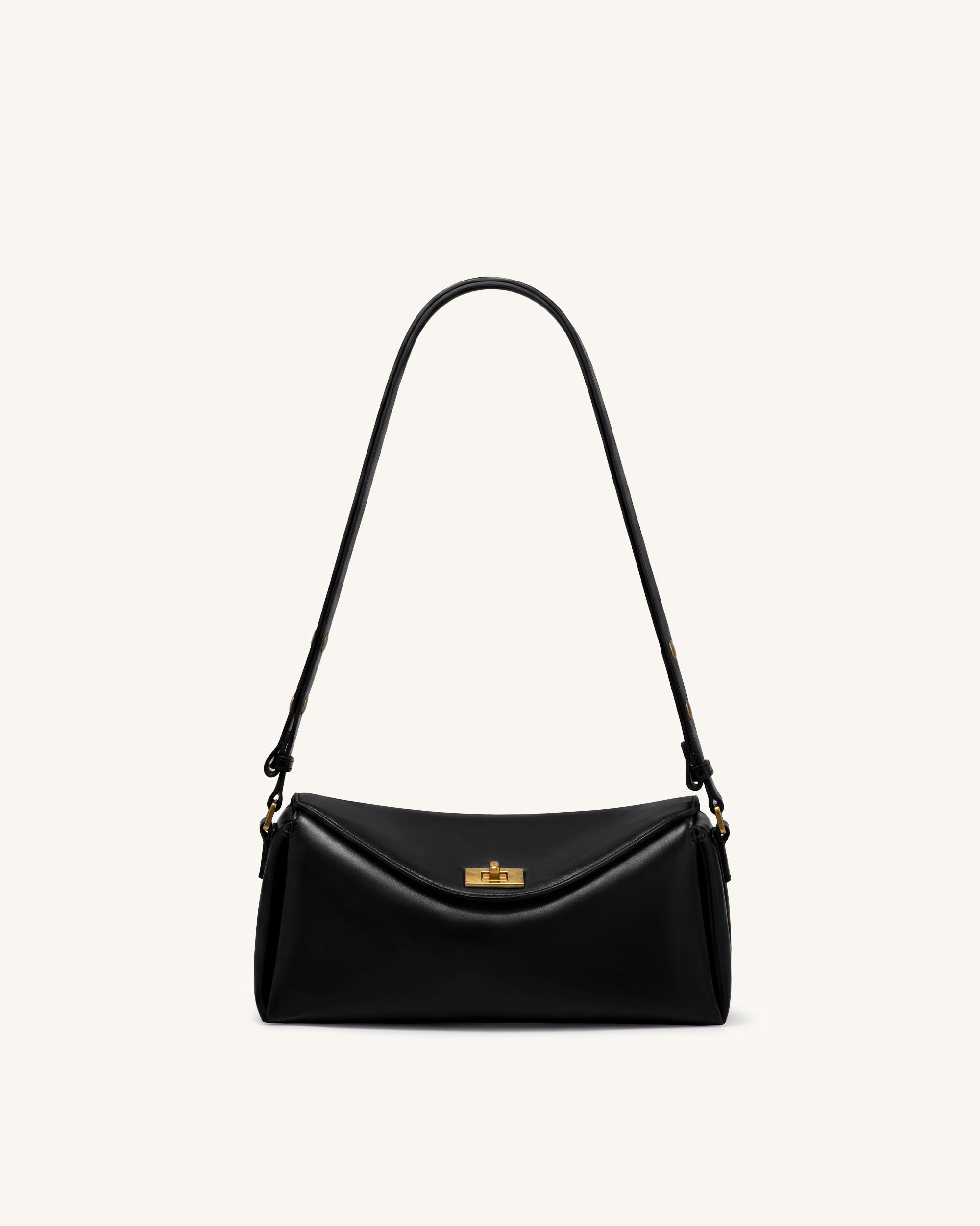 Lucia Asymmetric Flap Shoulder Bag - Black | JW PEI