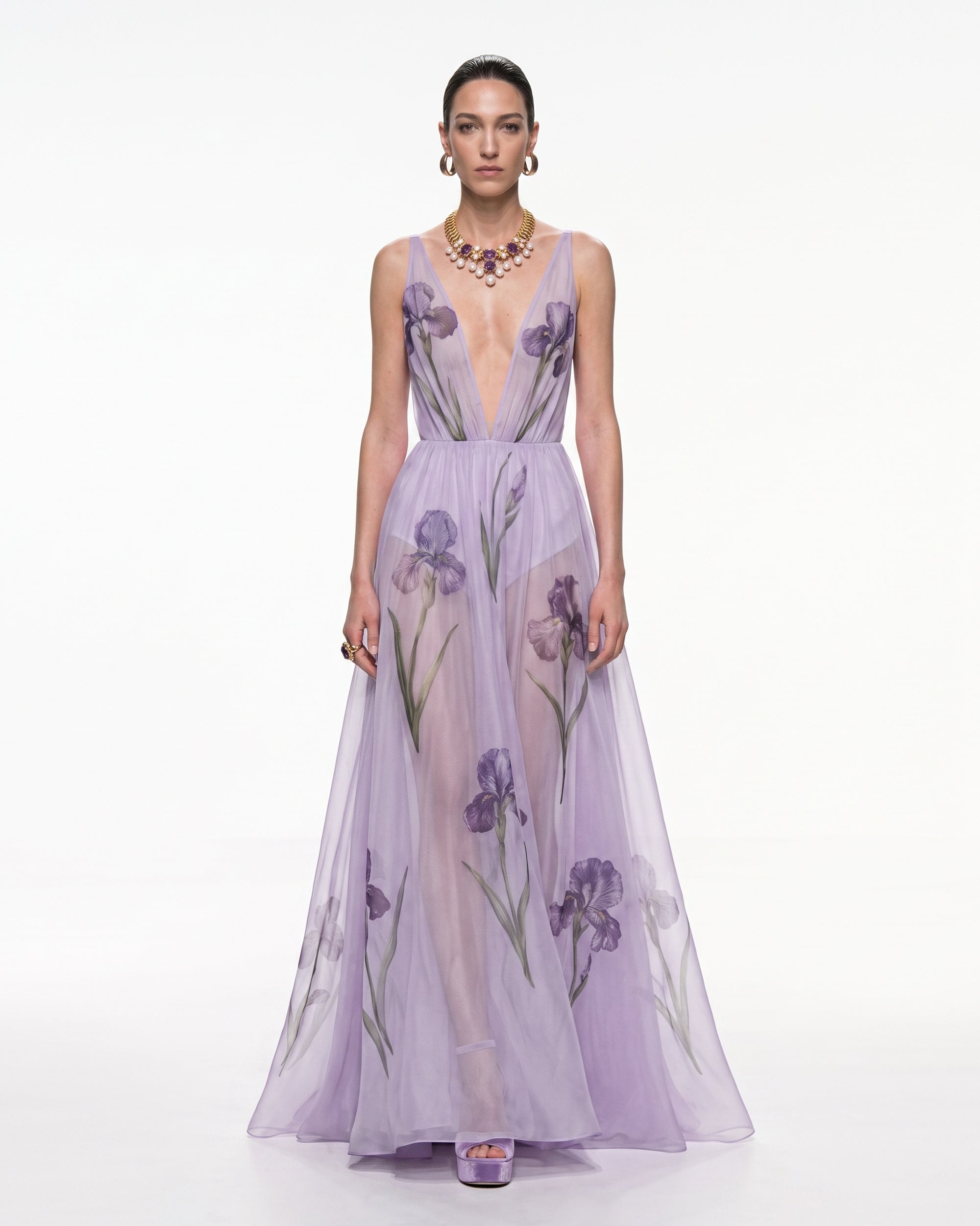 lavender print maxi dress Baltic Born Womens Marseille Embossed Maxi Dress | Lavender