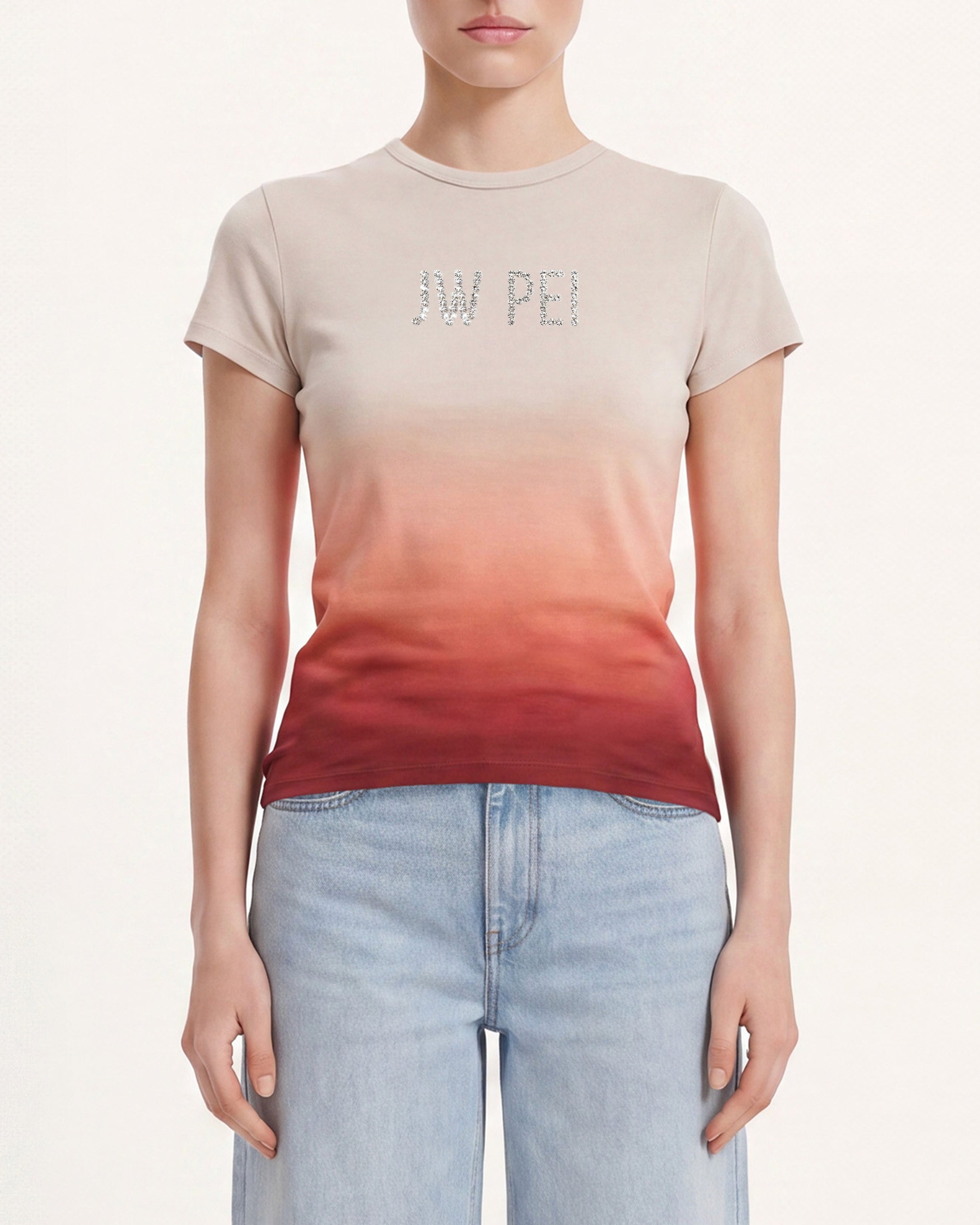 The Luminous Gradient Rhinestone Logo Tee - Mars Mirage