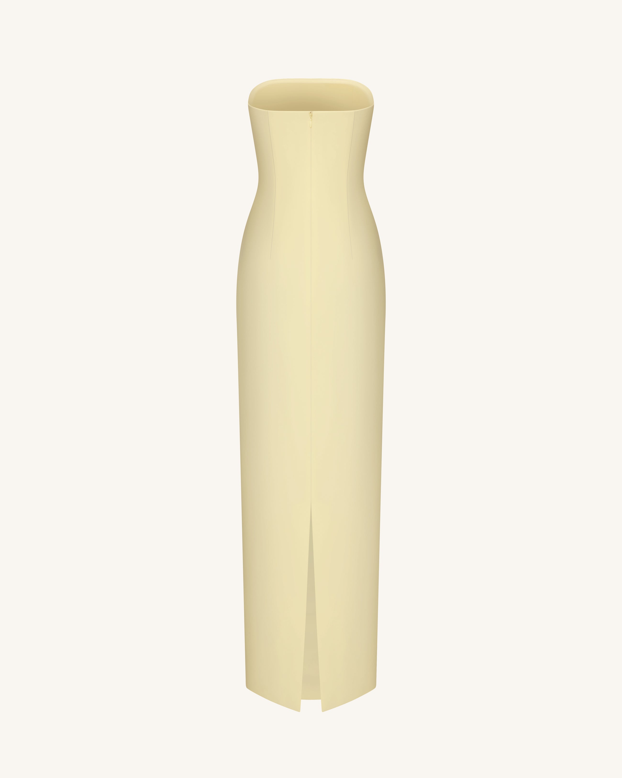 Floral Appliqué Strapless Dress - Yellow