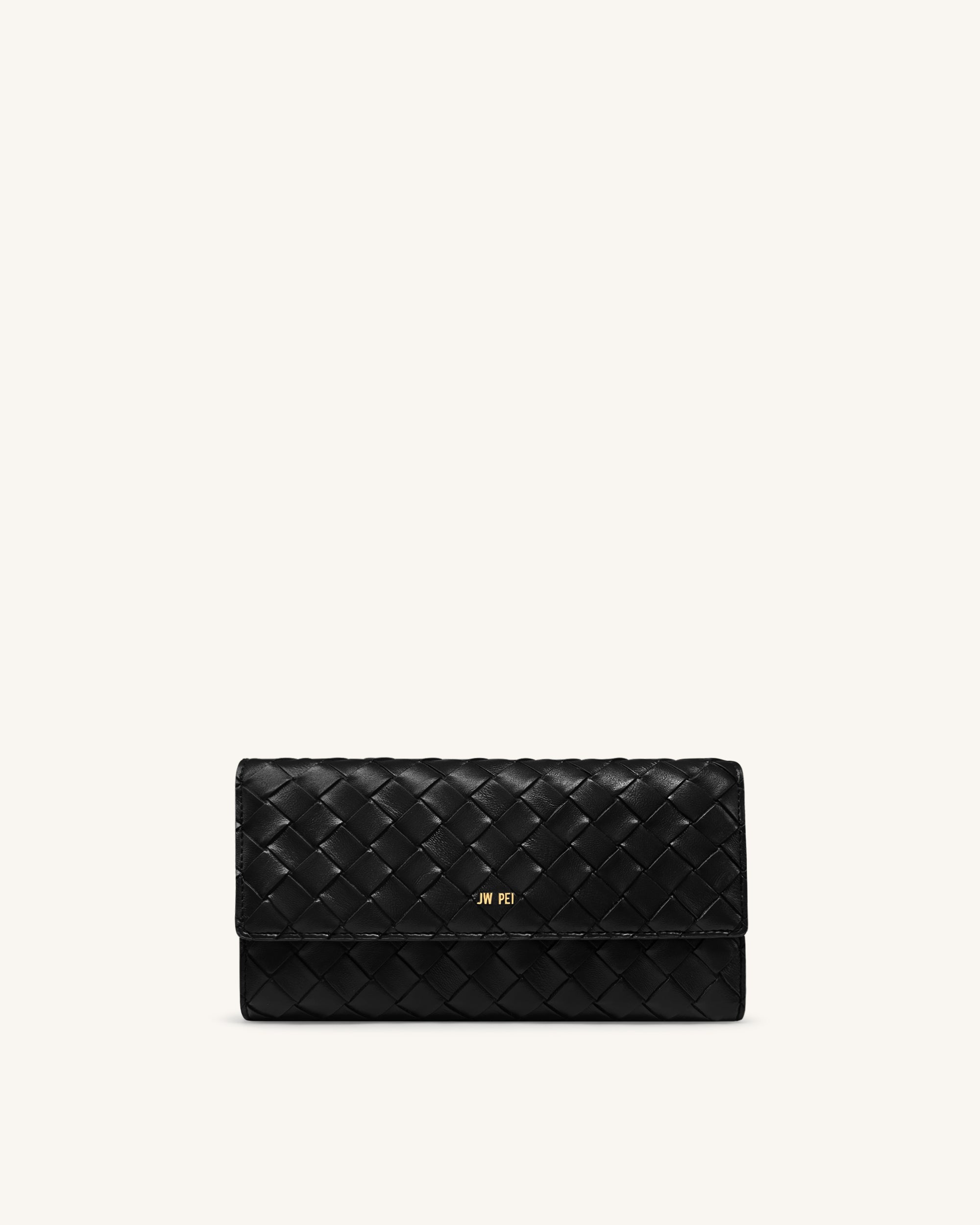 Woven Texture Flap Wallet - Black | JW PEI