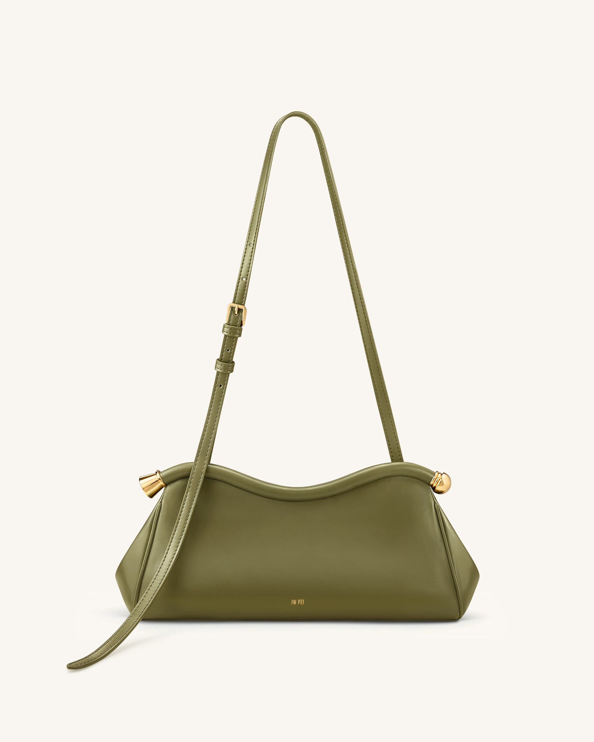Naomi Curved Shoulder Bag - Olive Green | JW PEI