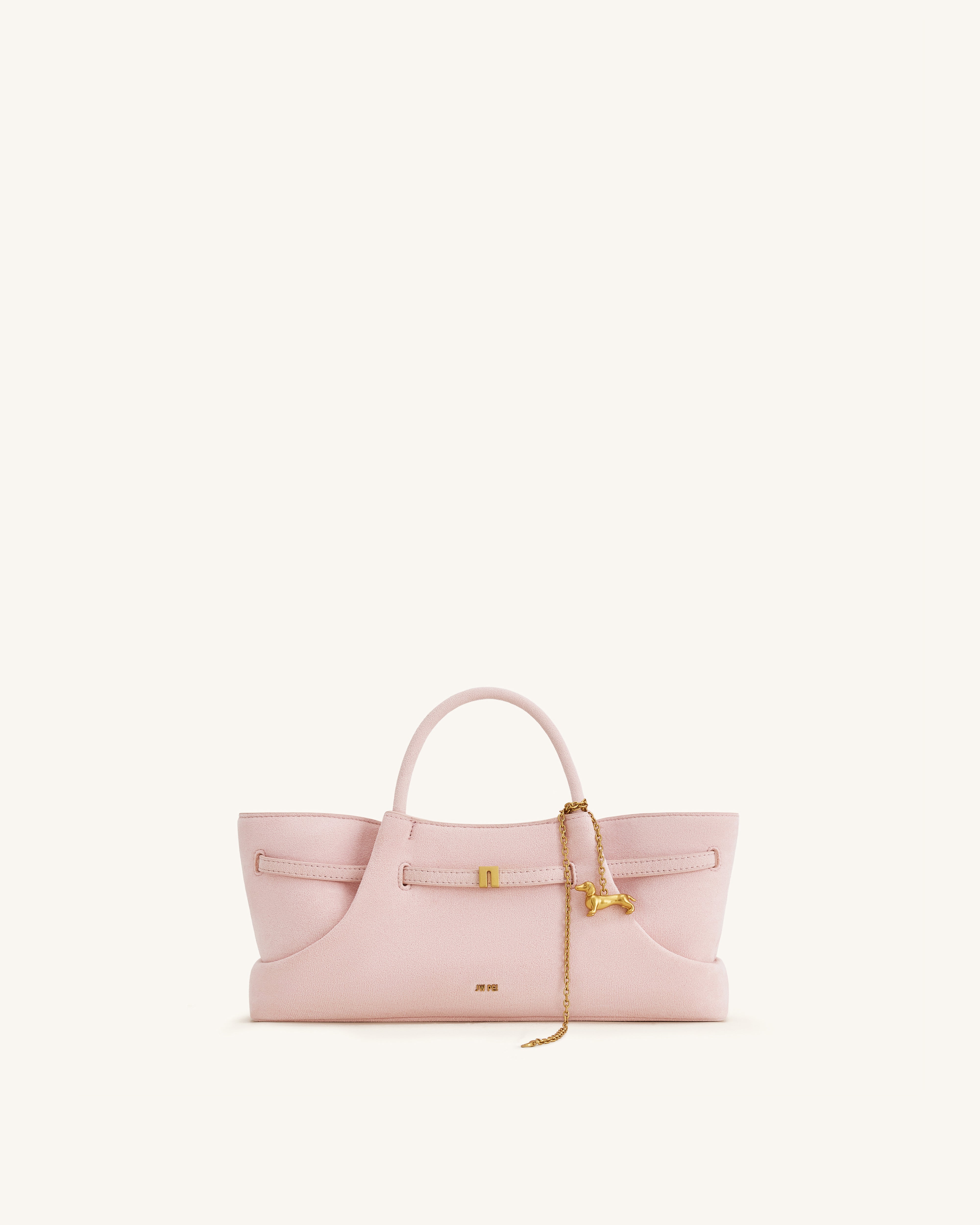 Maeve Dachshund Metal Charm Faux Suede Tote Bag - Pink | JW PEI