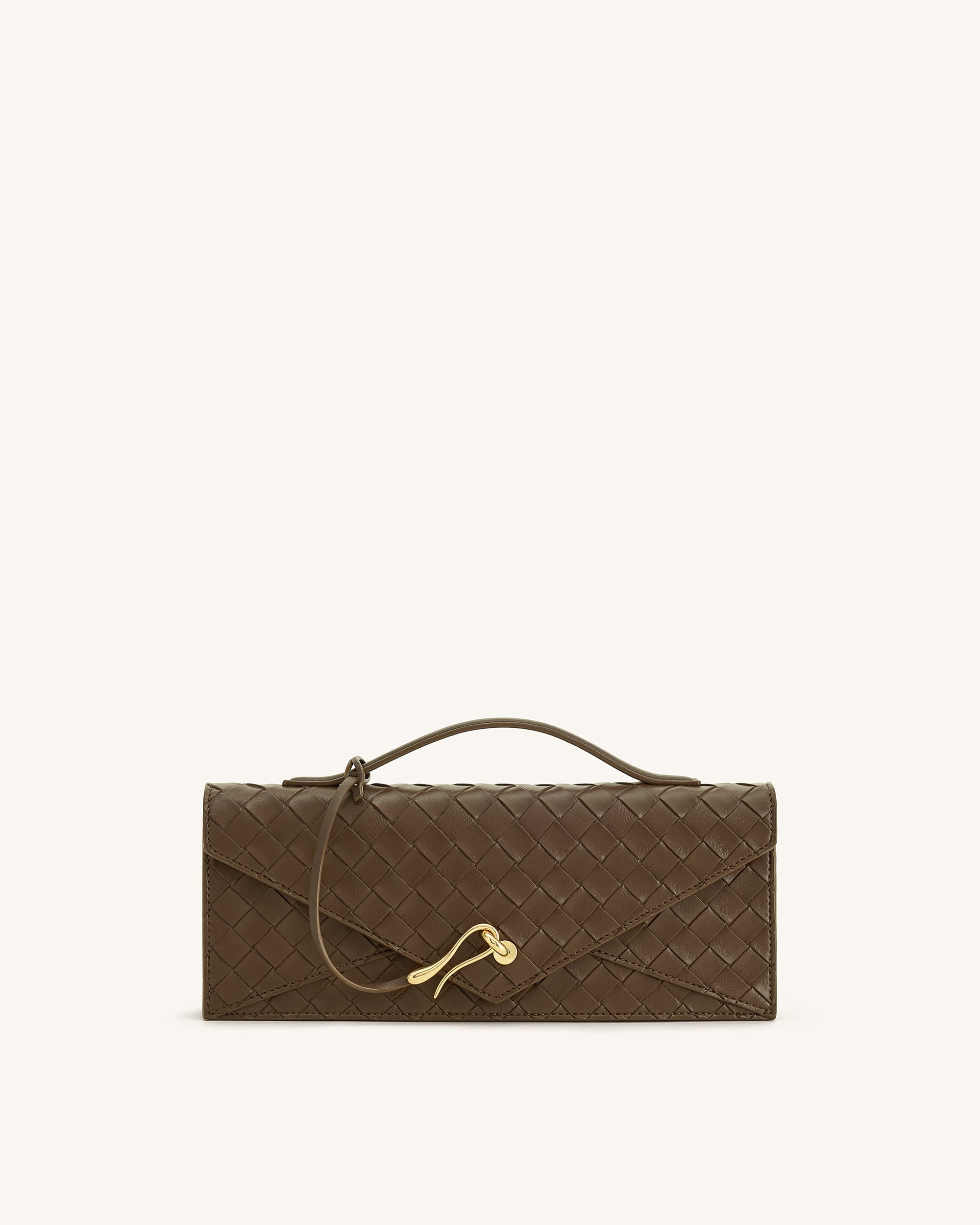 Celeste Woven Textured Envelope Top Handle Bag - Mocha Brown | JW PEI