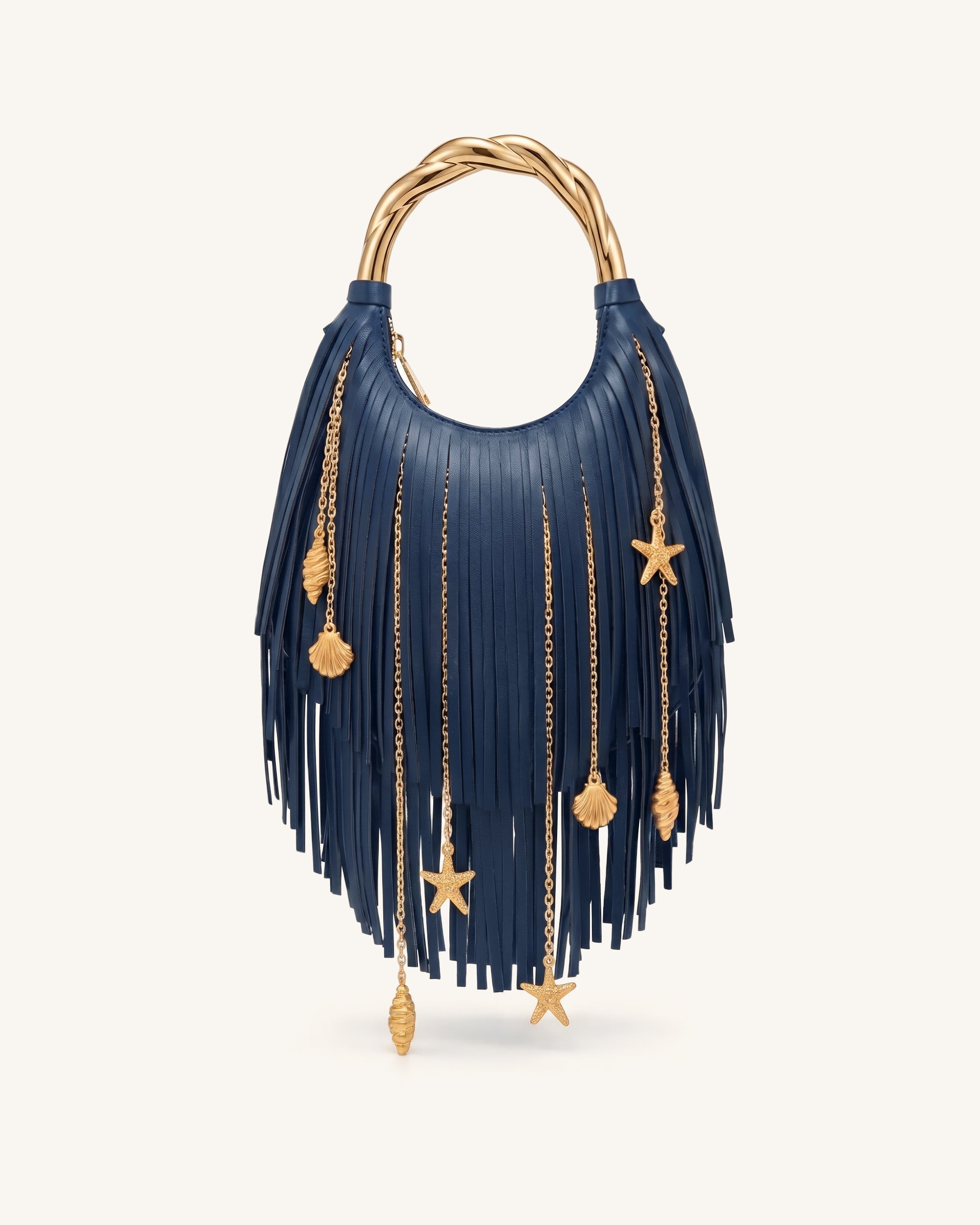 紙袋サンローラン.ハリーウィンストン.バレンシアガ.ディオール.シャネル.クロエ Chloe Metal Handle Fringe Top Handbag - Navy Blue | JW PEI