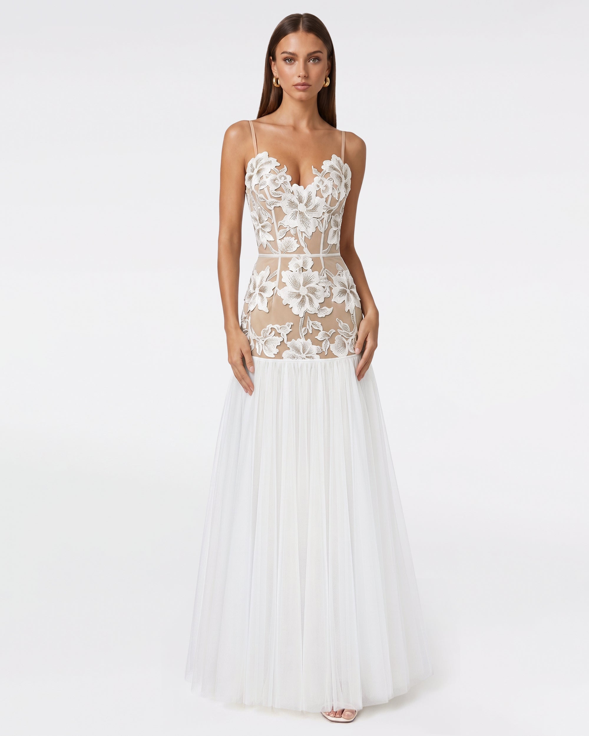 sheer tulle maxi dress Floral Appliqué Wrangler Riggs Workwear Men's You can wear and Neck Size:19 1/2 sizechart_flavio-dress