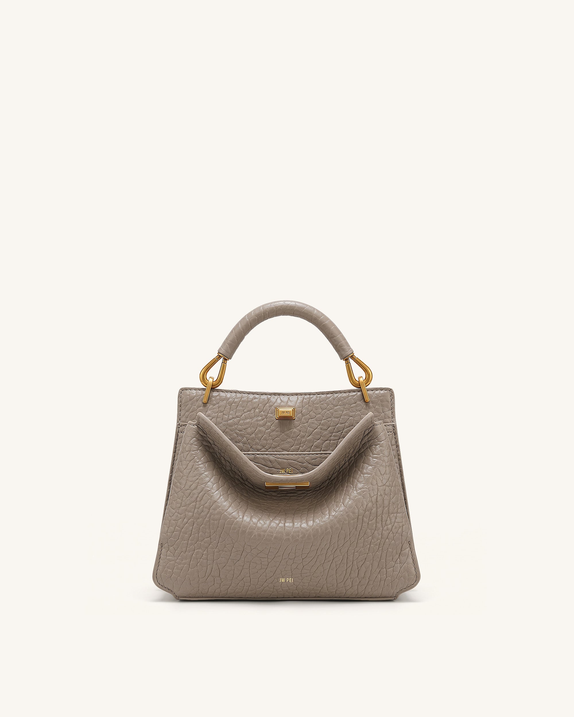Lucia Elephant-Effect Top Handle Bag - Stone Gray | JW PEI