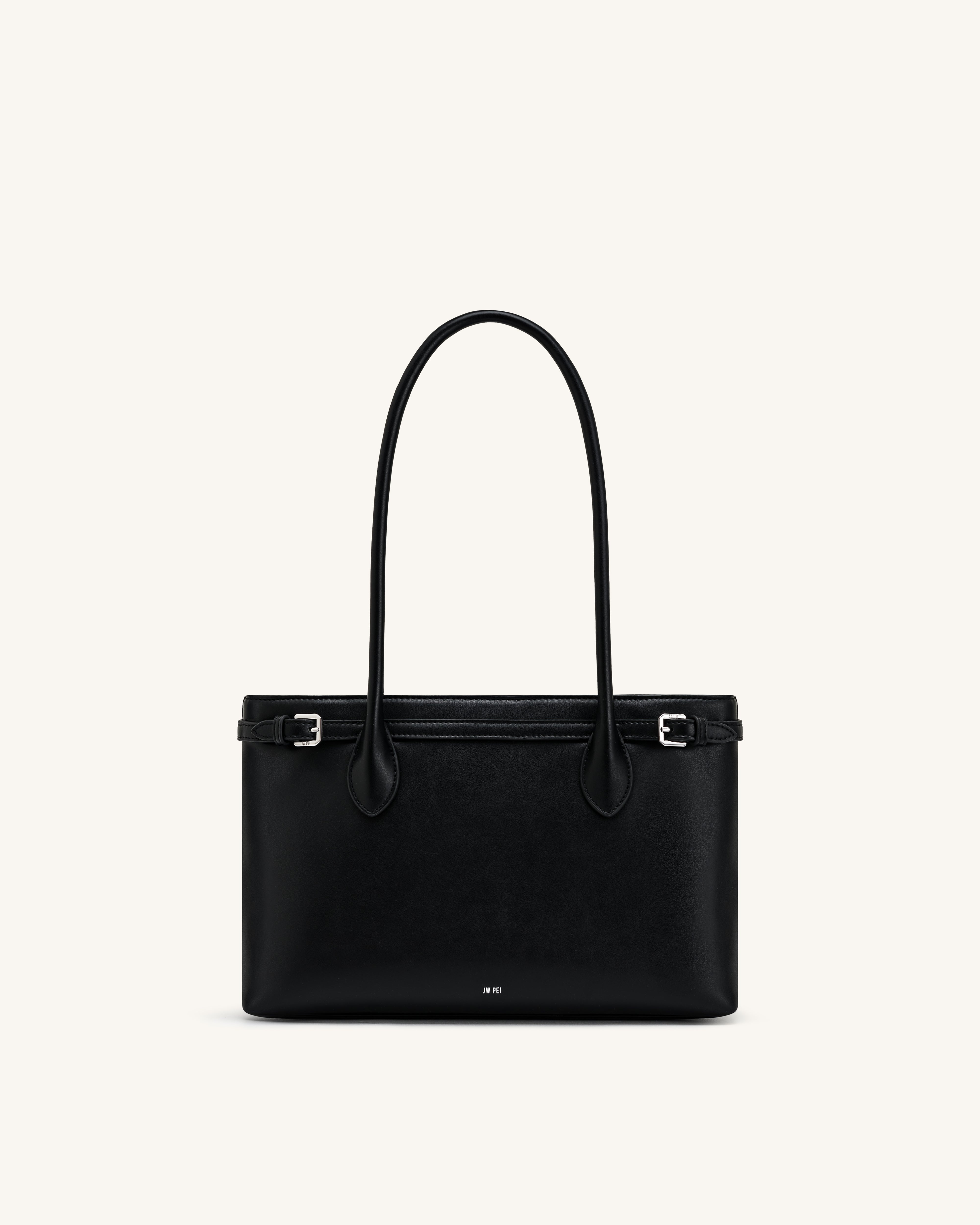 Camille Buckle Strap Tote Bag - Black | JW PEI