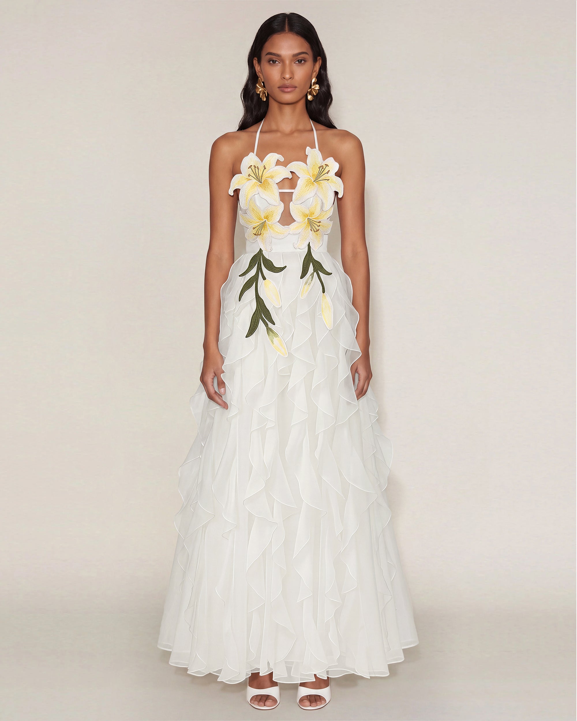 embroidered halter dress Lily-Embroidered Tiered Maxi - White 8 Fitted waist tops a Color:Gold Nude New Amazon finds just new-site-batch-3