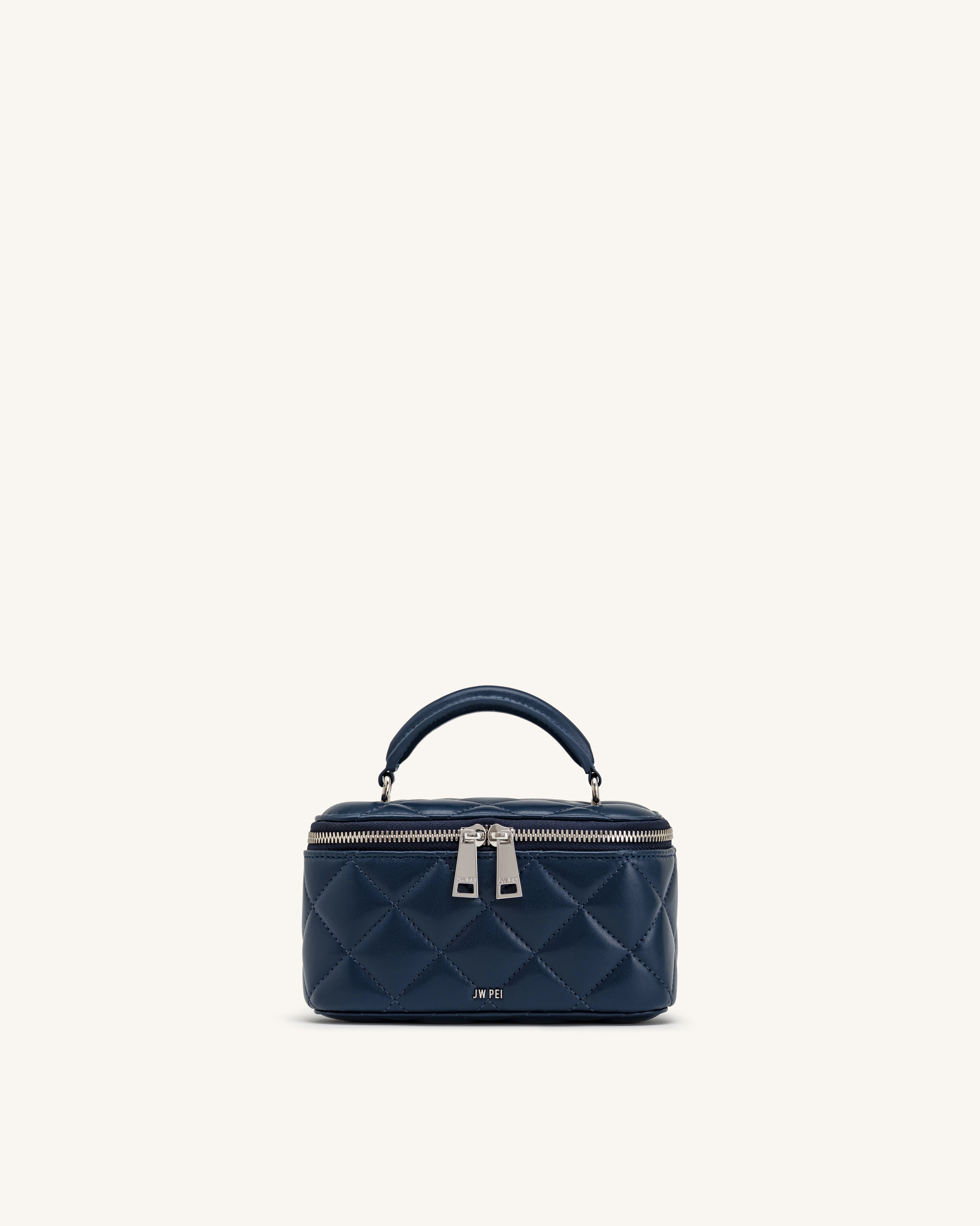 Vivienne Quilted Vanity Top Handle Bag - Navy | JW PEI