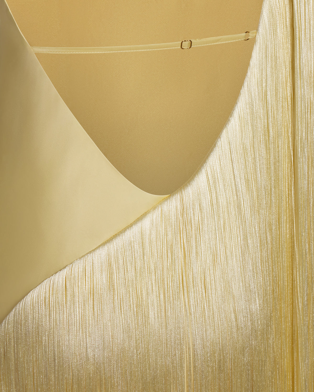 Fringe One Shoulder Maxi Dress - Champagne