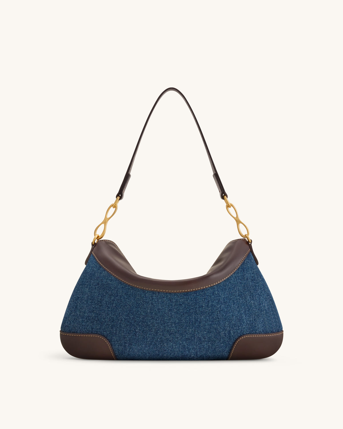 Jayla Metal Pendant Embellished Shoulder Bag - Blue Denim
