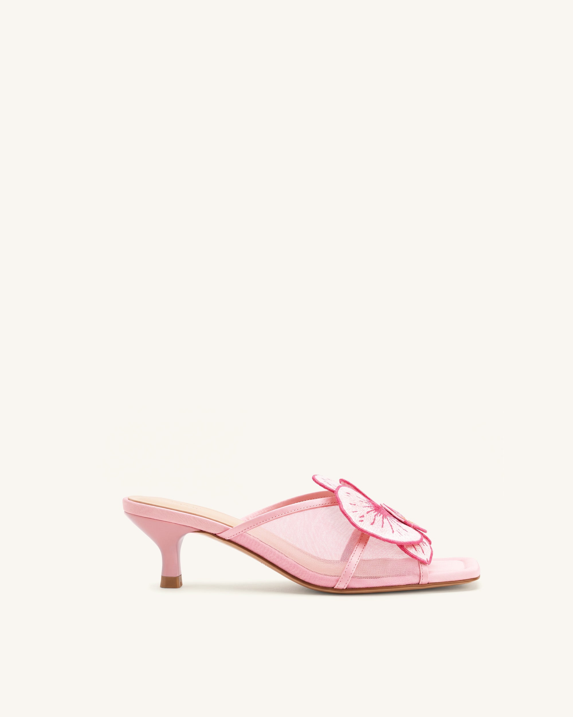 Serena Oversized Orchid Embroidered Mules - Pink | JW PEI