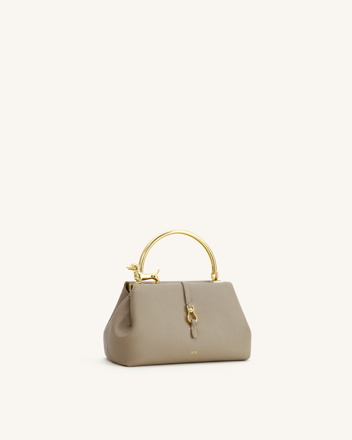 Bruna Dachshund Metal Handle Top Handle Bag - Light Brown