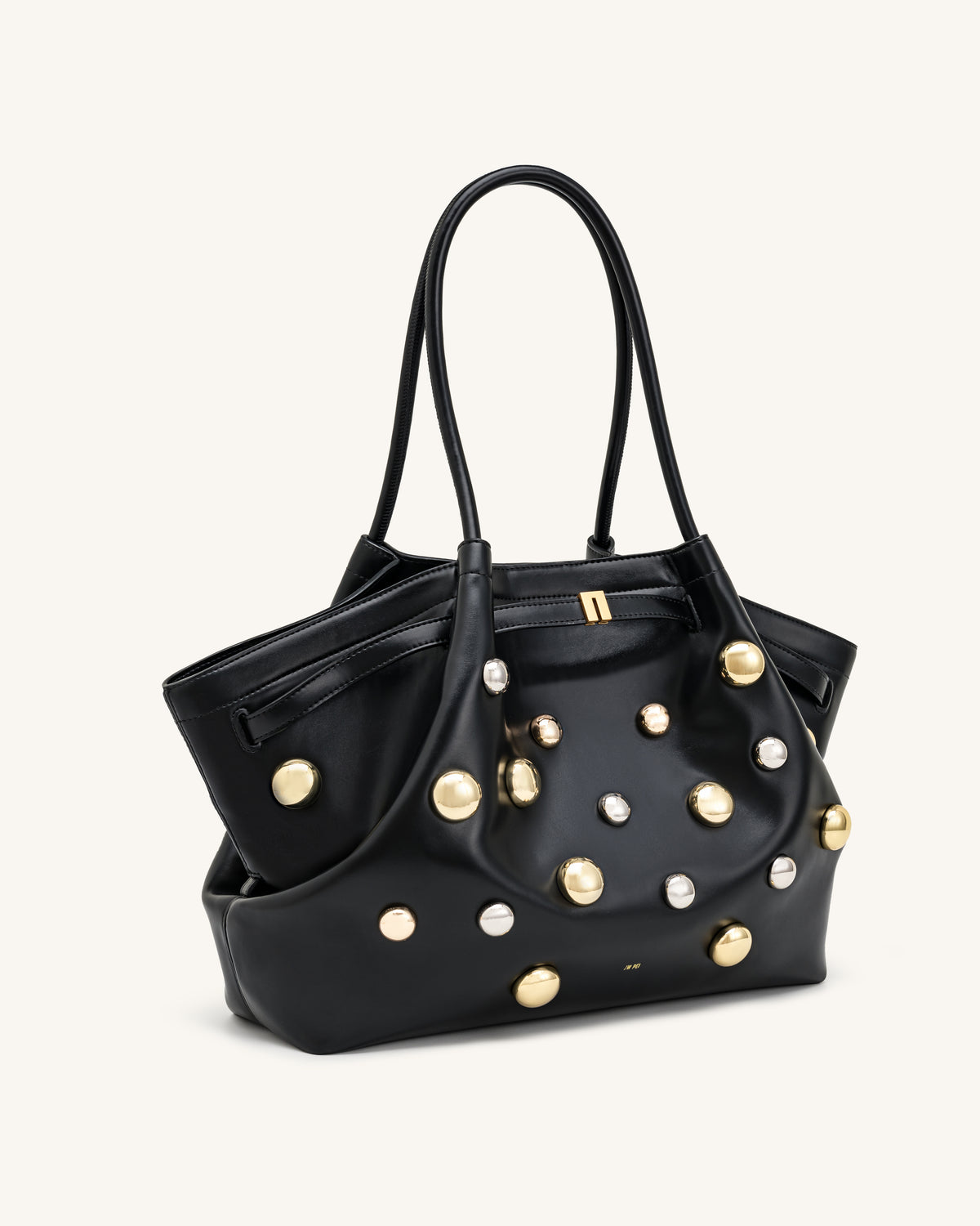 Hana Large Studded Tote Bag - Dark Black